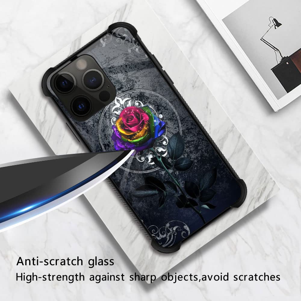 ZHEGAILIAN iPhone 14 Pro Max Case Retro Colorful Flowers Anti-Scratch Organic Glass