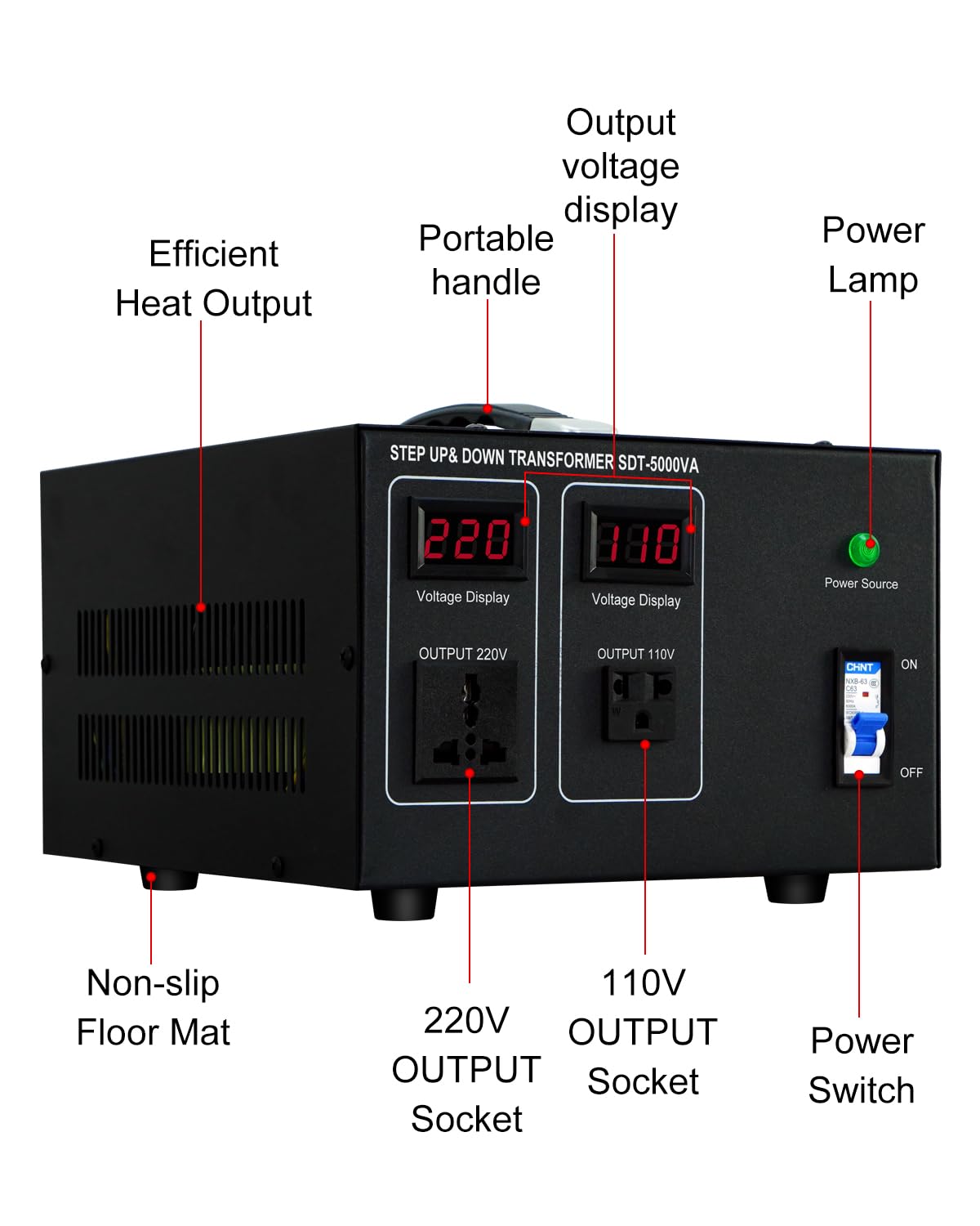 Step Down/Up Transformer 220V To 110V, 5000W Voltage Converter 110 To 220 Heavy Duty Power Transformer