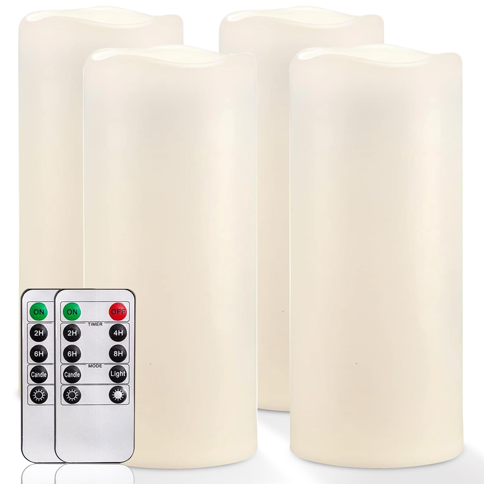 Homemory 10 X 4 Large Waterproof Outdoor Flameless Candles With Remote Control And Timer, Battery Operated Flickering Led Pillar