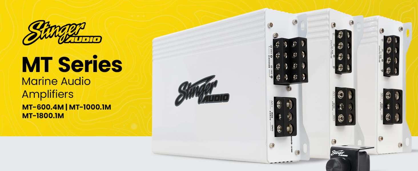 Stinger Audio Mt-1000.1M 1000 Watt Rms 1-Channel Monoblock Marine Audio Subwoofer Amplifier, Class D, Water-Resistant, Mosfet, R