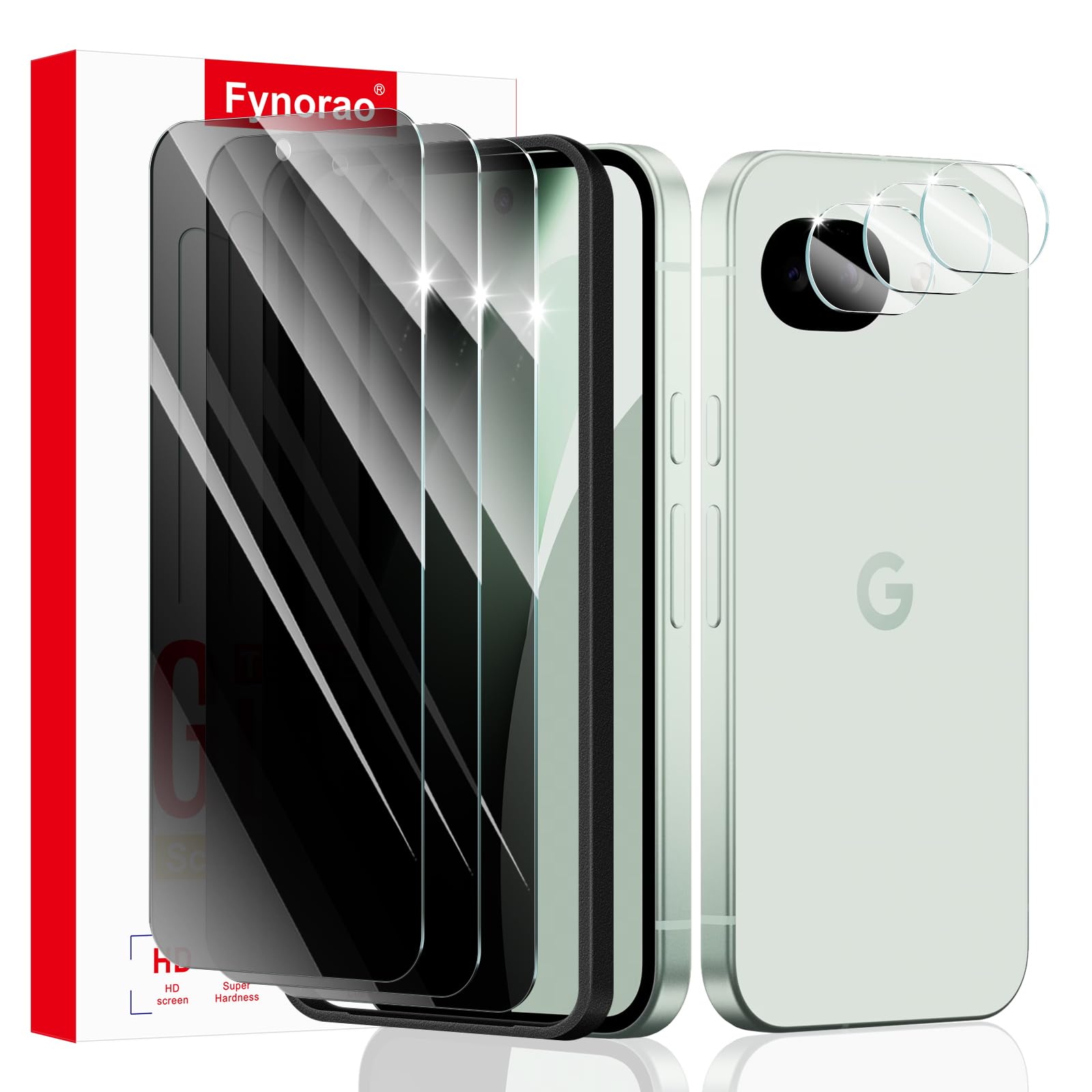 3+3+1-Pack, Privacy Screen Protector and Camera Lens Protector for Google Pixel 10A with Installation Alignment Aid, Anti-Spy Te