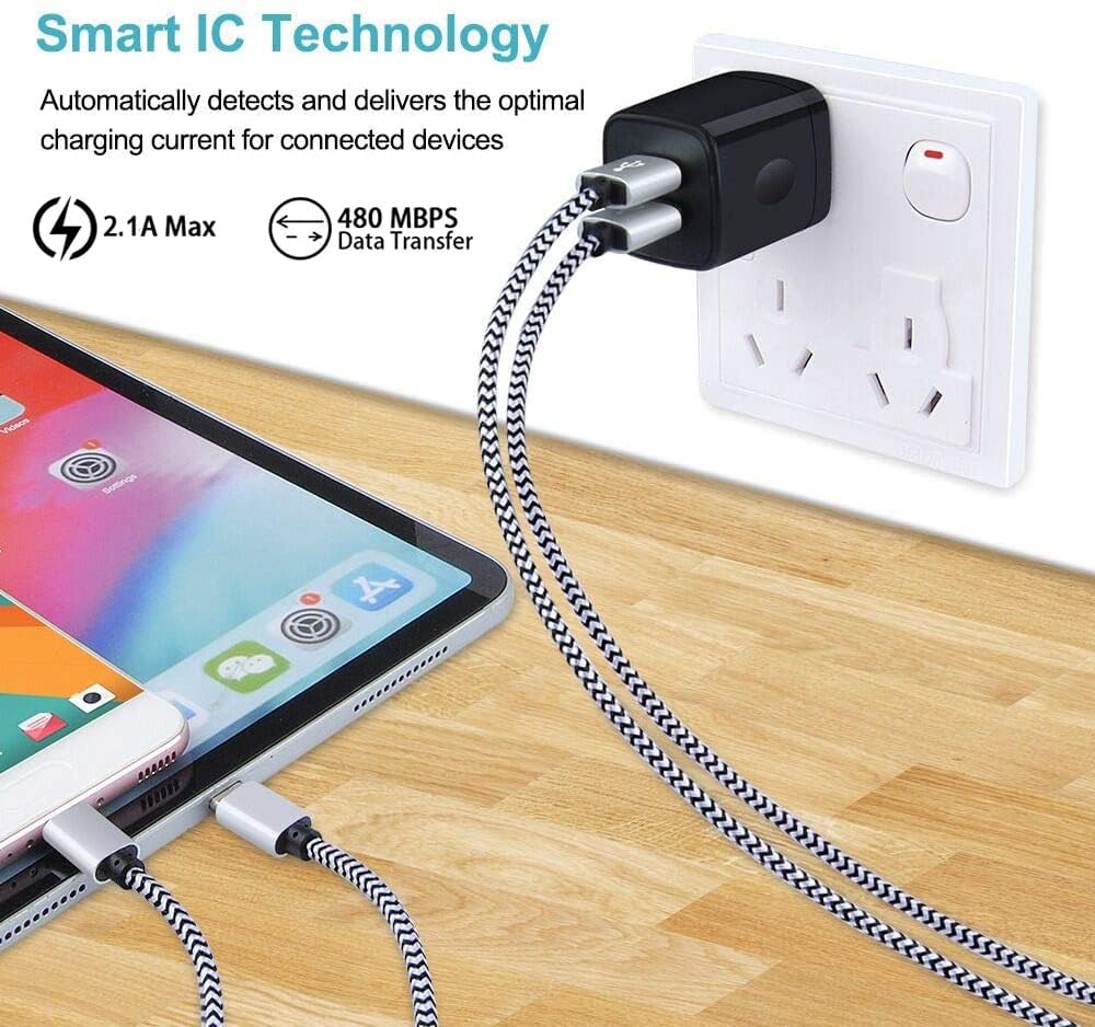 Usb Wall Charger, Charger Block, 3 Pack 2.4A Dual Port Charging Block Charger Cube Power Adapter Charge For Iphone 16 15 14 13 1