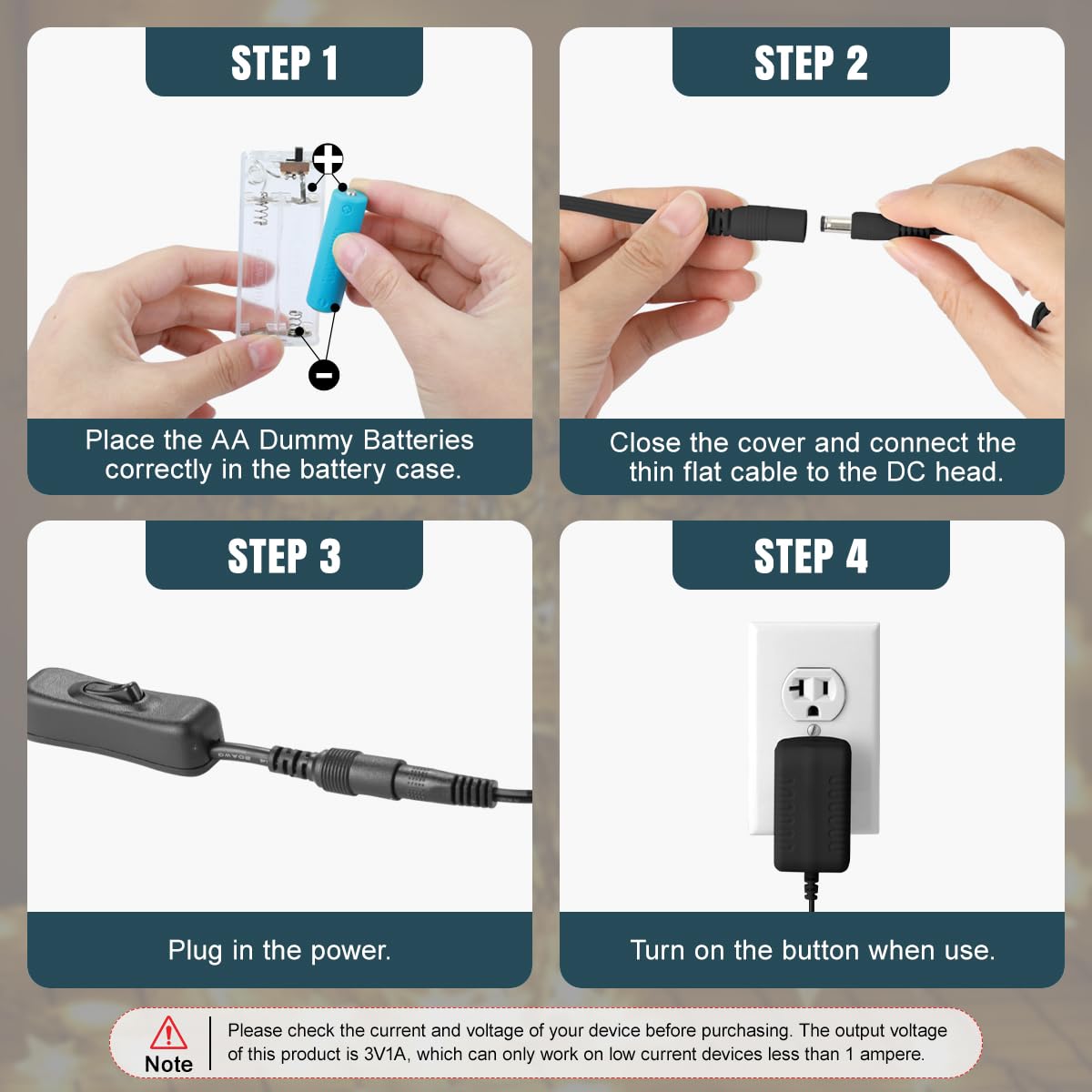 Lenink 1 To 3 Ac Power Supply Adapter Kit With On/Off Switch, Battery Replacement For Aa Battery (Black)