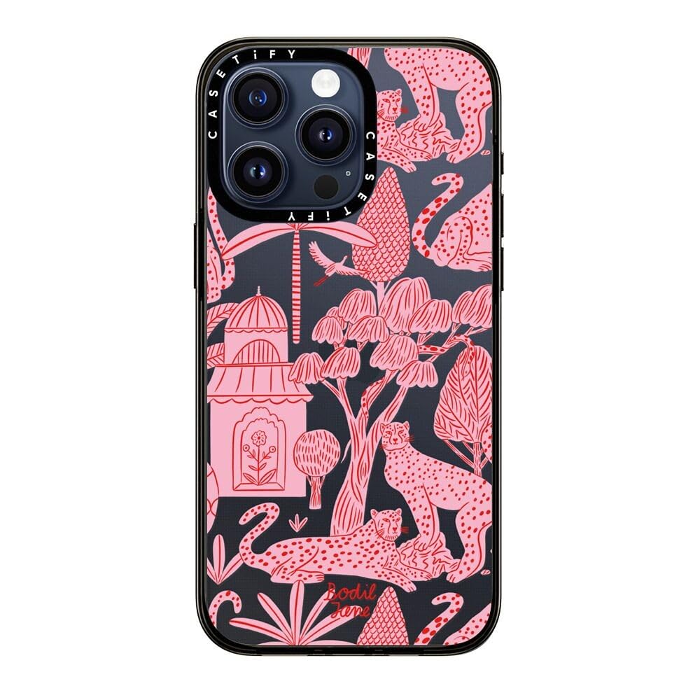 Casetify Compact Case For Iphone 15 Pro Max [2X Military Grade Drop Tested / 4Ft Drop Protection]   Cheetah Paradise Pink   Clea