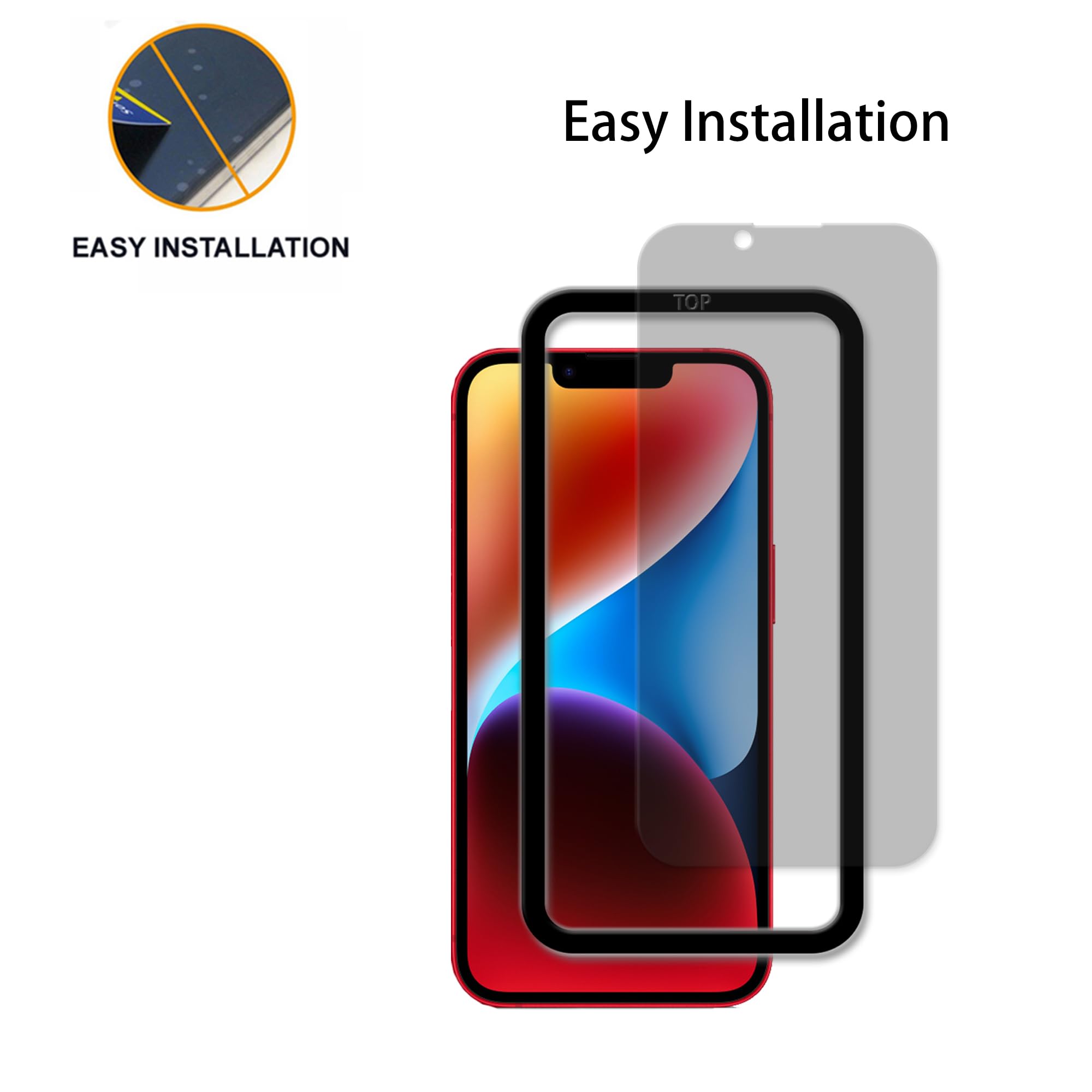 Hkkais Privacy Screen Protector For Iphone 14 Anti Spy Private Tempered Glass Film 2 Pack Camera Lens Protector Film 2 Pack Easy