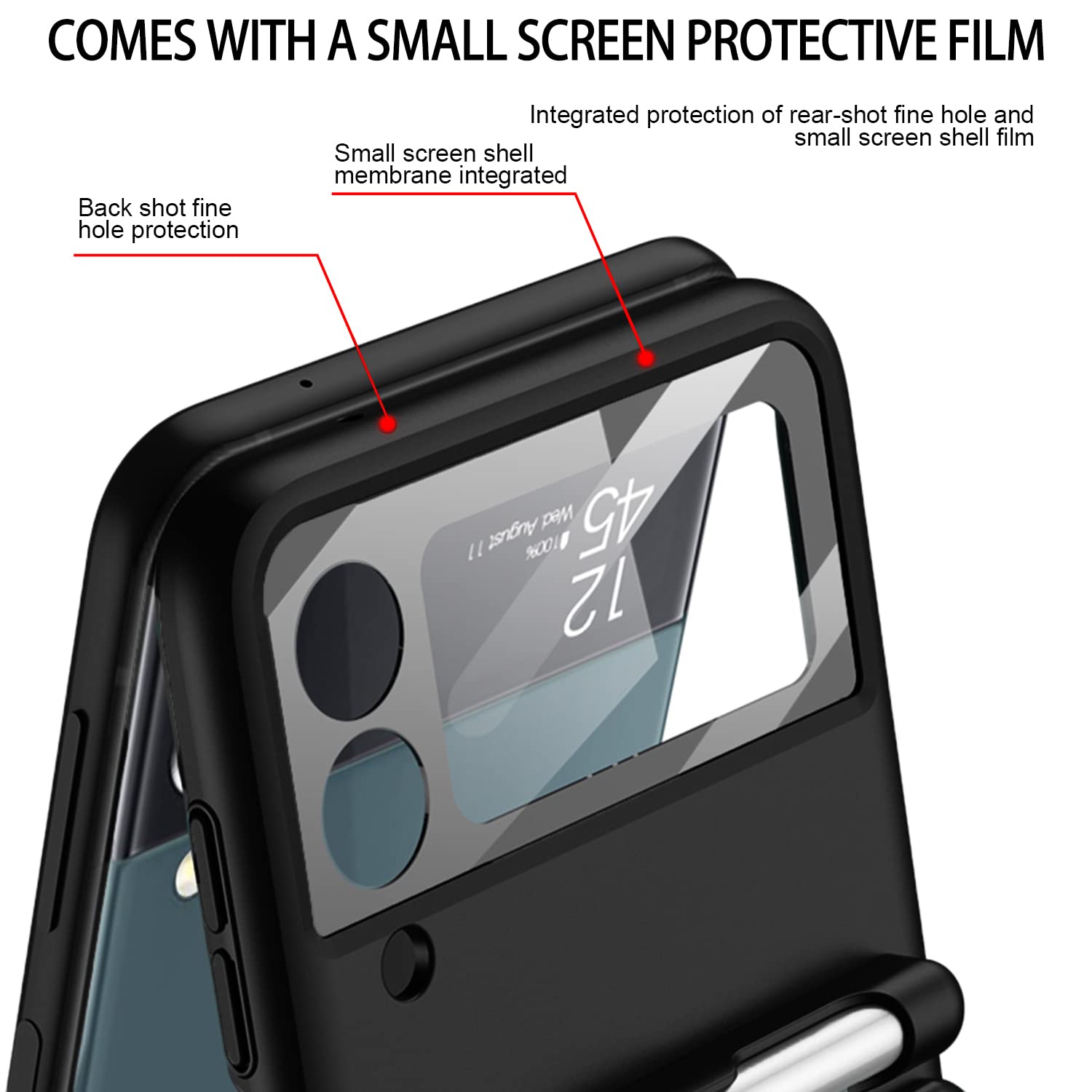 Cocoing For Samsung Galaxy Z Flip 4 Case,With Stylus Fashion Business Phone Case,With Hinge Protection Device And Camera Screen