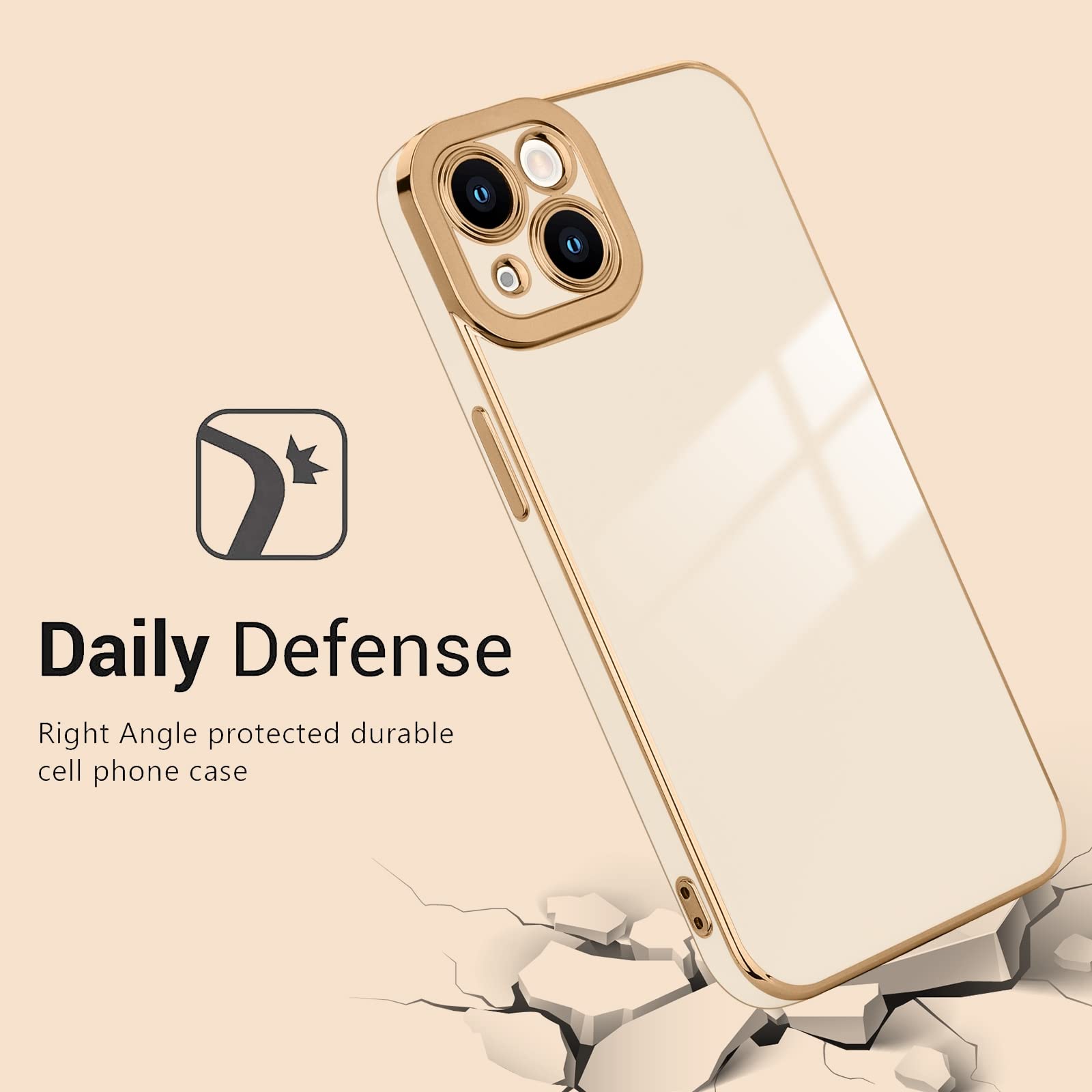 Lafunda For Iphone 14 Plus Case Cute, Women Girls Aesthetic Bling Full Camera Lens Protection Cover,Luxury Electroplated Plating