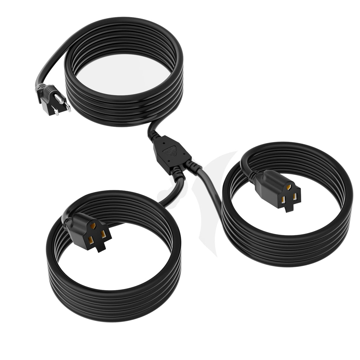 2 Way Power Extension Cord Splitter 25 Ft Total (13+6+6) 3 Prong 1 To 2 Extension Cord Cable Y Splitter Outlet Adatper Sjtw Outd