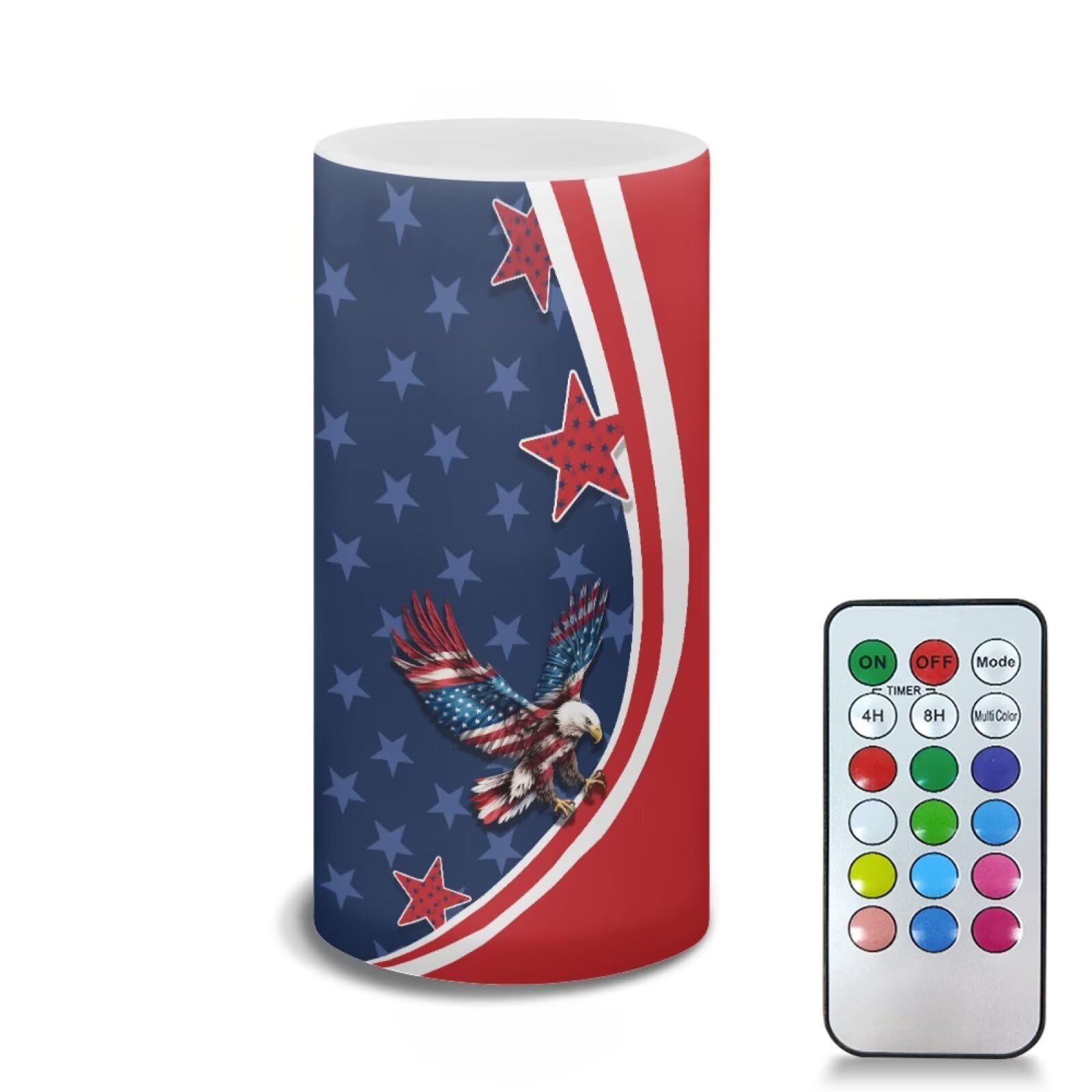 Poceacles 4th of July Eagle American Flag Star LED Candle Patriotic Flickering Wick Electric Candles Independence Day Decorative