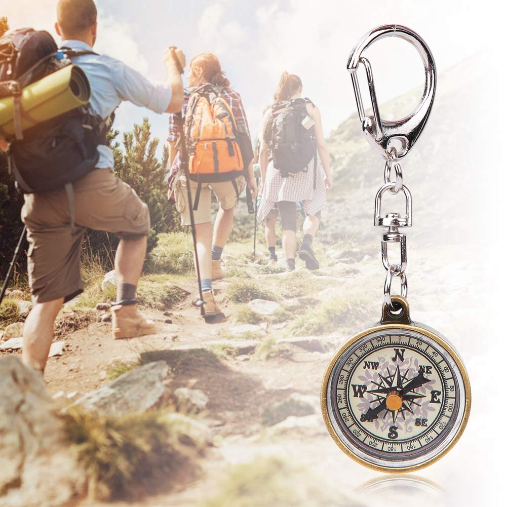 Keychain Compass, Pack Of 2 Vintage Style Zinc Alloy Pocket Compass Navigation Tool For Outdoor Camping Hiking