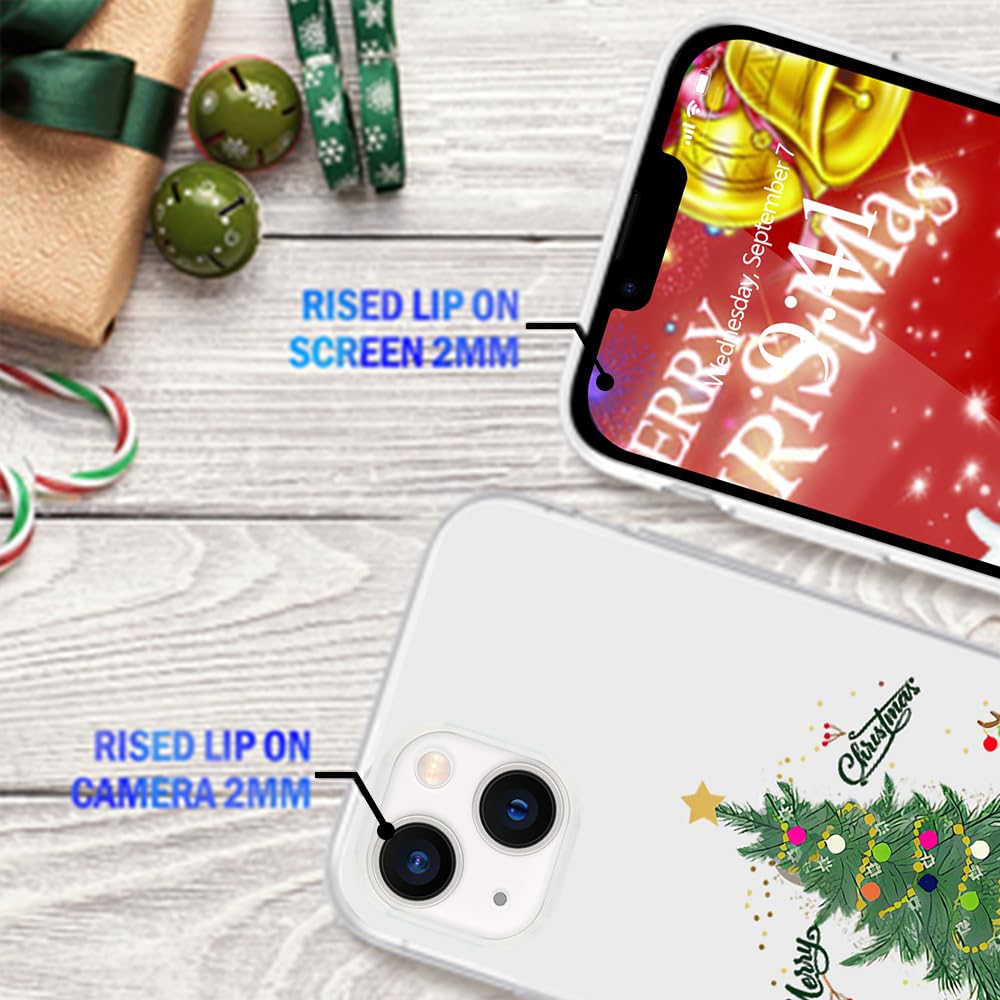 Lchulle Compatible With Iphone 14 Plus Christmas Case Xmas Santa Holiday Transparent Clear Design Women Men Kids Soft Tpu Silico