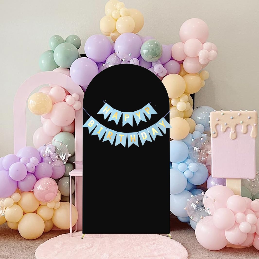 Maiangel 6Ft Wedding Arch Cover Spandex Fitted Stretchy Arch Stand Covers,2 Sided Round Top Chiara Backdrop Cover For Party Birt