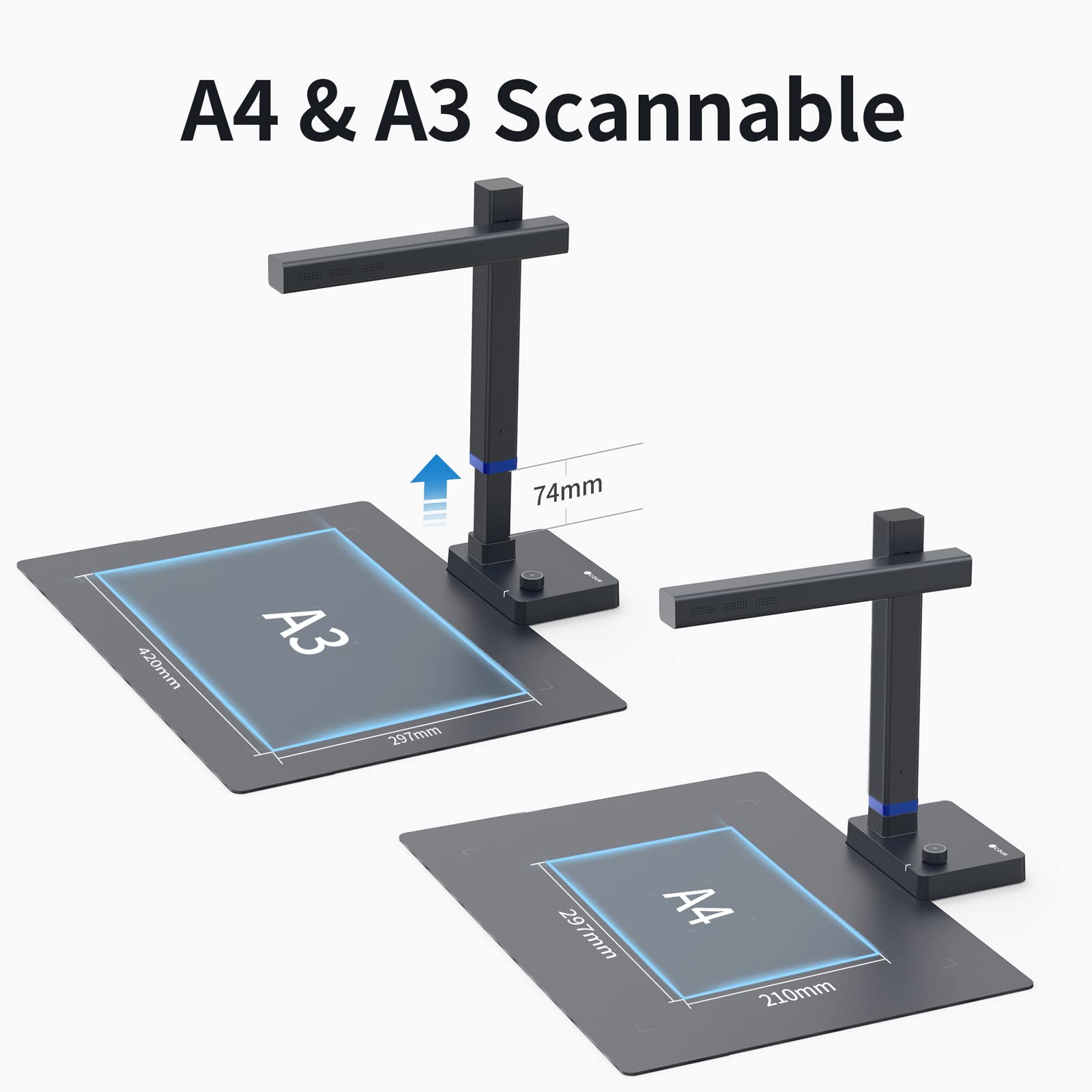 Czur Shine Ultra Smart Portable Document Scanner, Usb Book Scanner With Ocr Auto Flatten & Deskew, Document Camera For Desktop/L