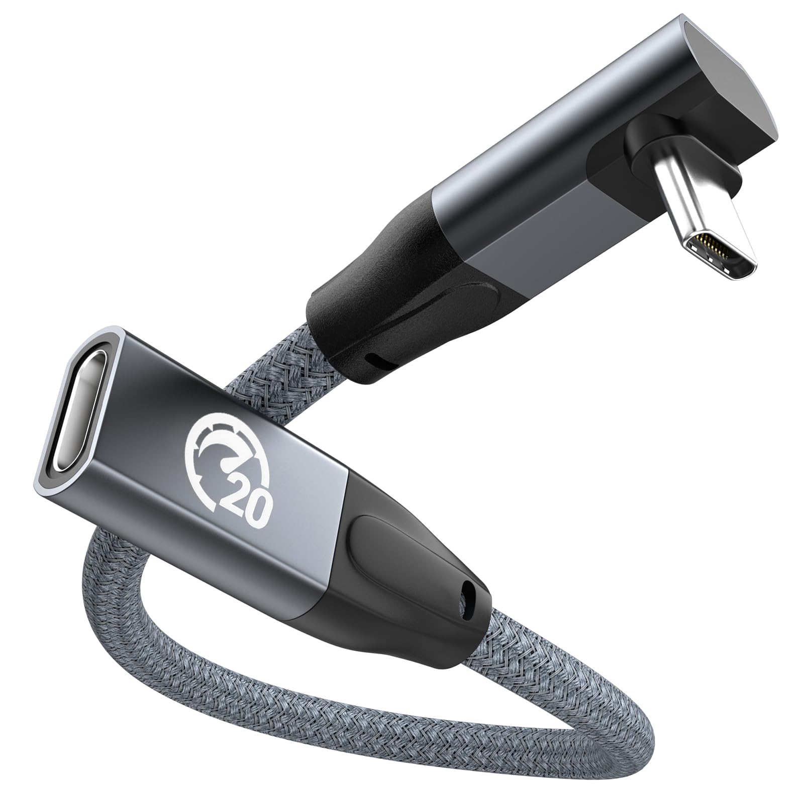 90 Degree Usb C Extension Cable 1Ft, Up Down 100W Usb C 3.2 Type C Male To Type C Female Cable, Usb C Extender Short Cord, 20Gbp