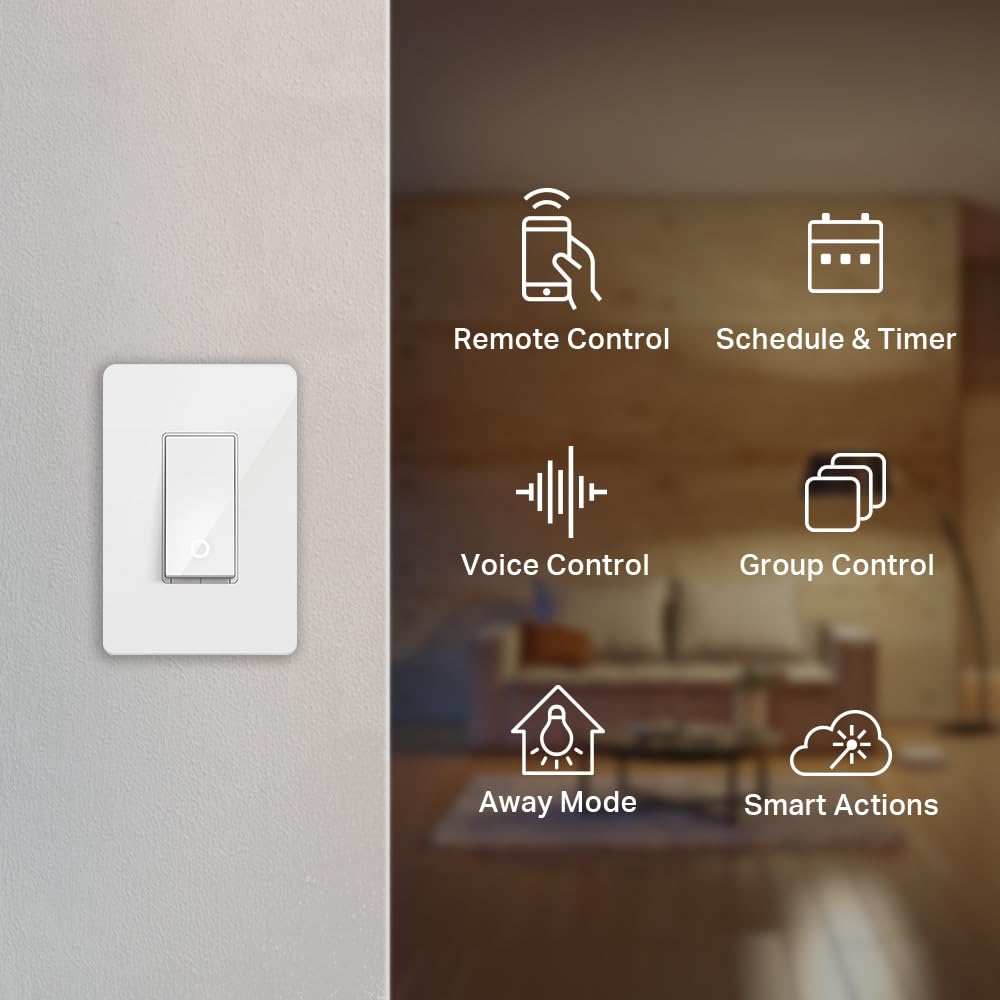 Kasa Smart Light Switch Hs200P3, Single Pole, Needs Neutral Wire, 2.4Ghz Wi Fi Light Switch Works With Alexa And Google Home, Ul