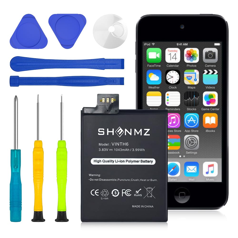 Shenmz A1641 Battery, [Upgraded] 1043Mah High Capacity New 0 Cycle Replacement Battery For Apple Ipod Touch 6Th Generation 16Gb