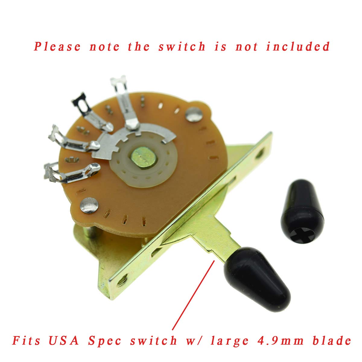 Dopro 2Pcs Guitar 5 Way Pickup Switch Tip Switch Cap Switch Knob For Usa Fd Strat/Tele/Stratocaster Black