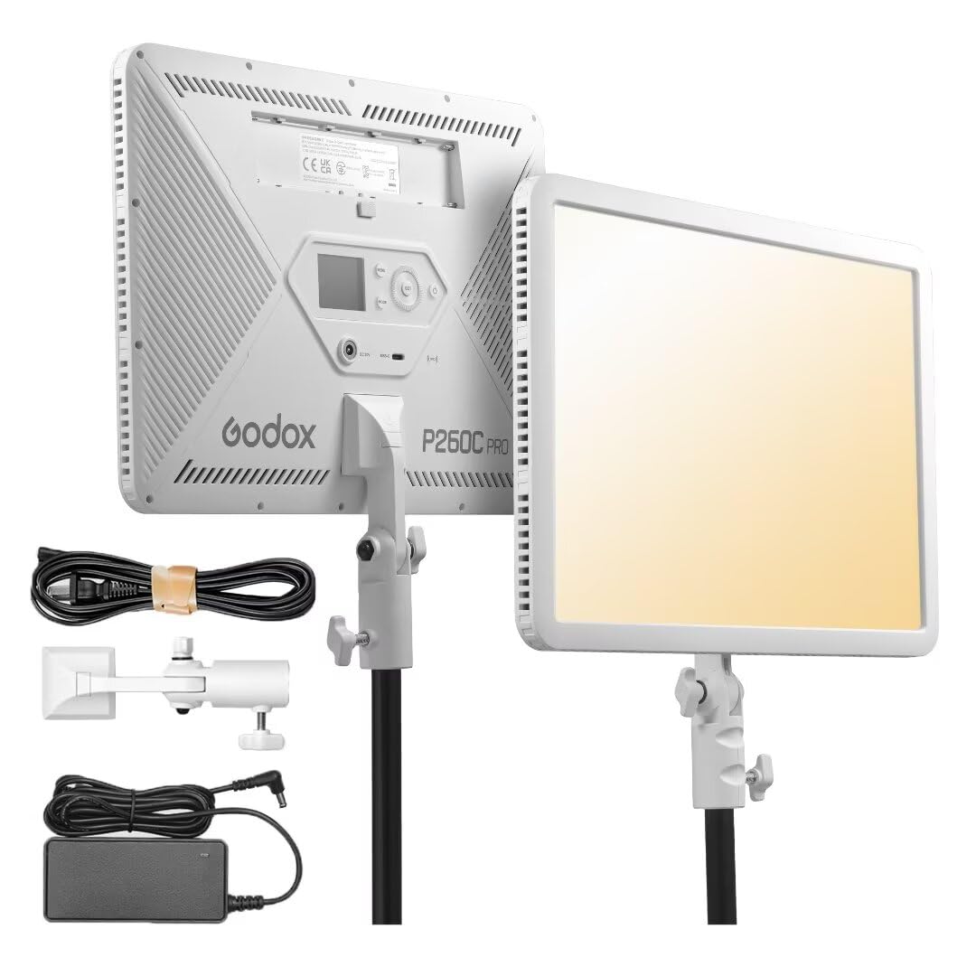 Godox P260C Pro LED Video Panel Light 45W Bi-Color 2800K- 6500K with NFC Automatic Pairing and APP Control
