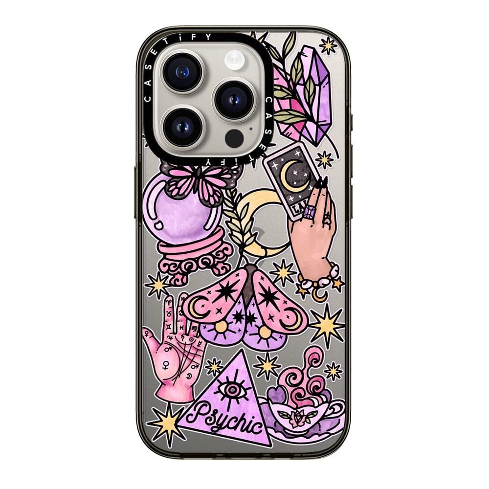 Casetify Compact Iphone 15 Pro Case [2X Military Grade Drop Tested / 4Ft Drop Protection]   Whimsical Witch   Clear Black