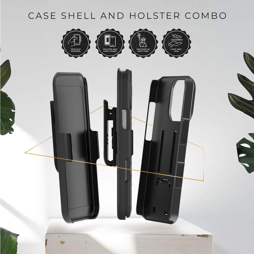 Motive For Iphone 16 Pro Max Holster Case, Belt Clip Case For Iphone 16 Pro Max, Shell Holster Combo 16 Pro Max, Slim Rugged Dro