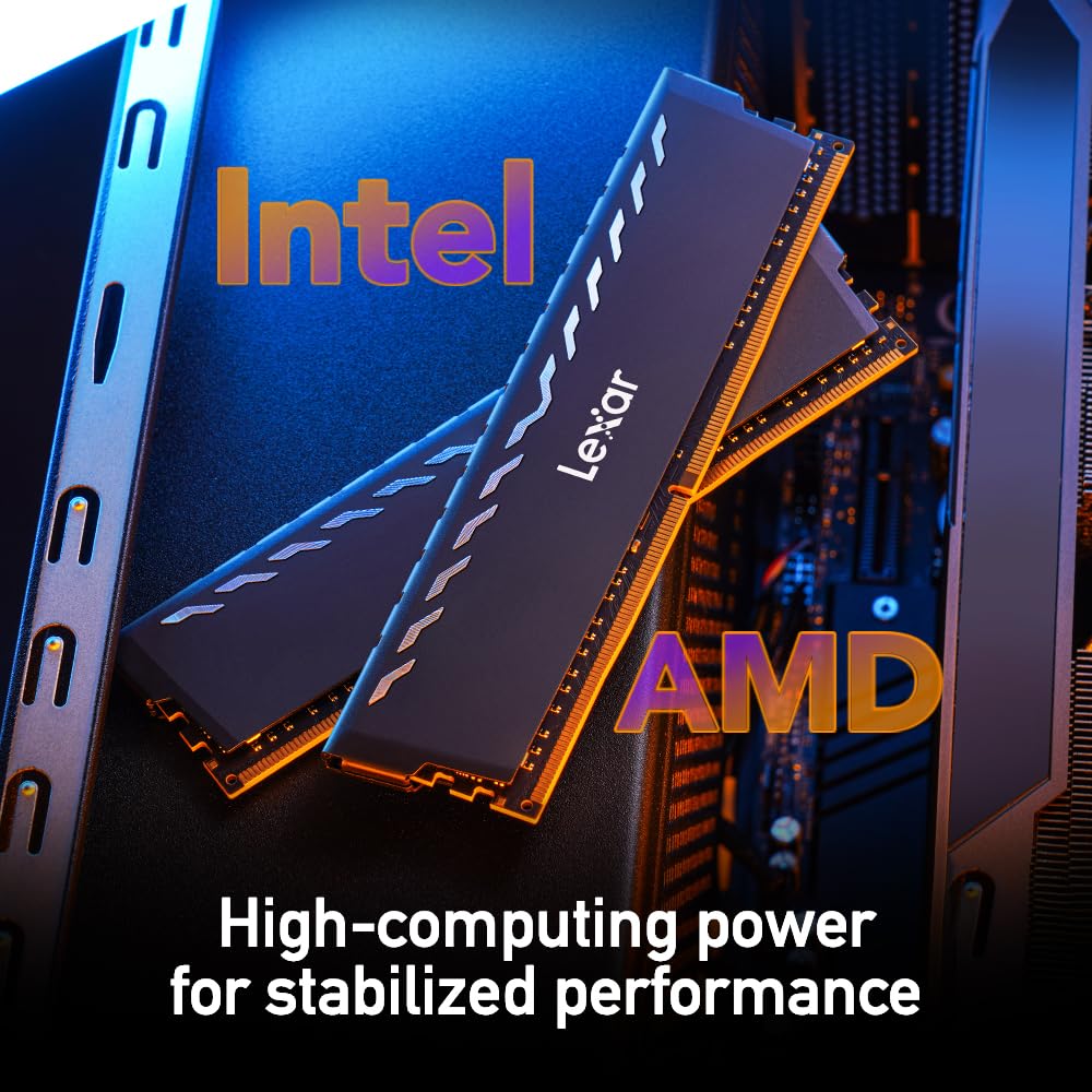 Lexar 32Gb (2X16Gb) Thor Ddr4 Ram 3200Mt/S Cl16 1.35V Desktop Memory With Heatsink, Amd Ryzen & Intel Xmp 2.0, Black (Ld4U16G32C