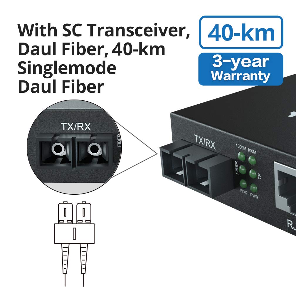 1.25G Gigabit Singlemode Sc Fiber To Ethernet Media Converter, Smf Dual Sc Fiber To Ethernet Copper Rj45 Converter For 10/100/10