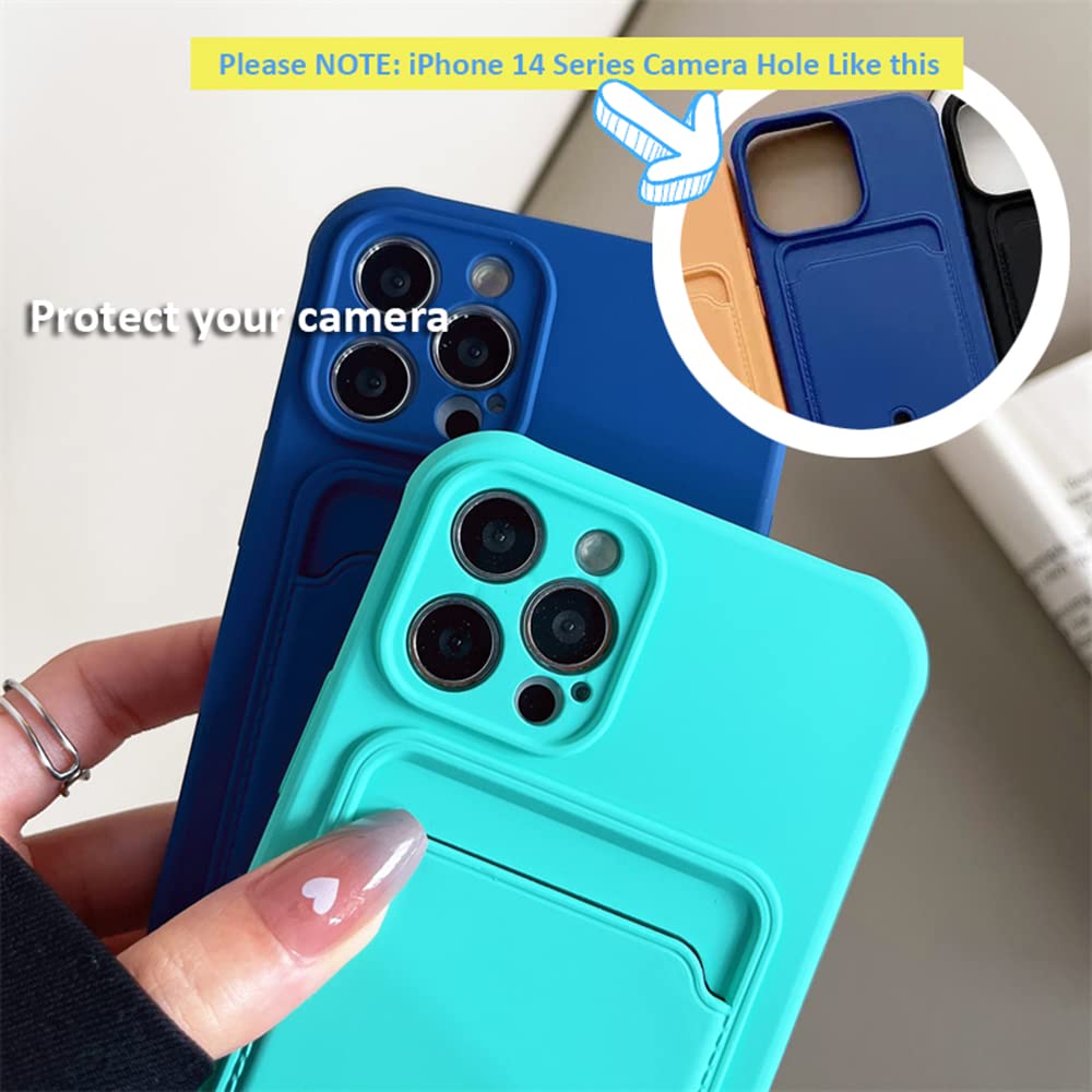 Jiatay For Iphone 12 Mini Case With Card Holder [Slim + Protective] Silicone Phone Case Iphone 12 Mini Wallet For Women Men (Nav