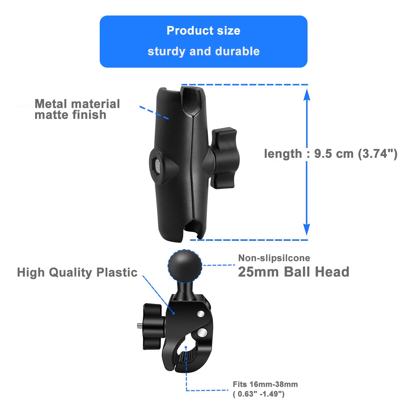 Handlebar Clamp Motorbike Mount For Insta360 Ace Pro One X4 X3, X2, X, R, Rs, Go 3, Gopro Hero, With Double Ball Head Super Clam