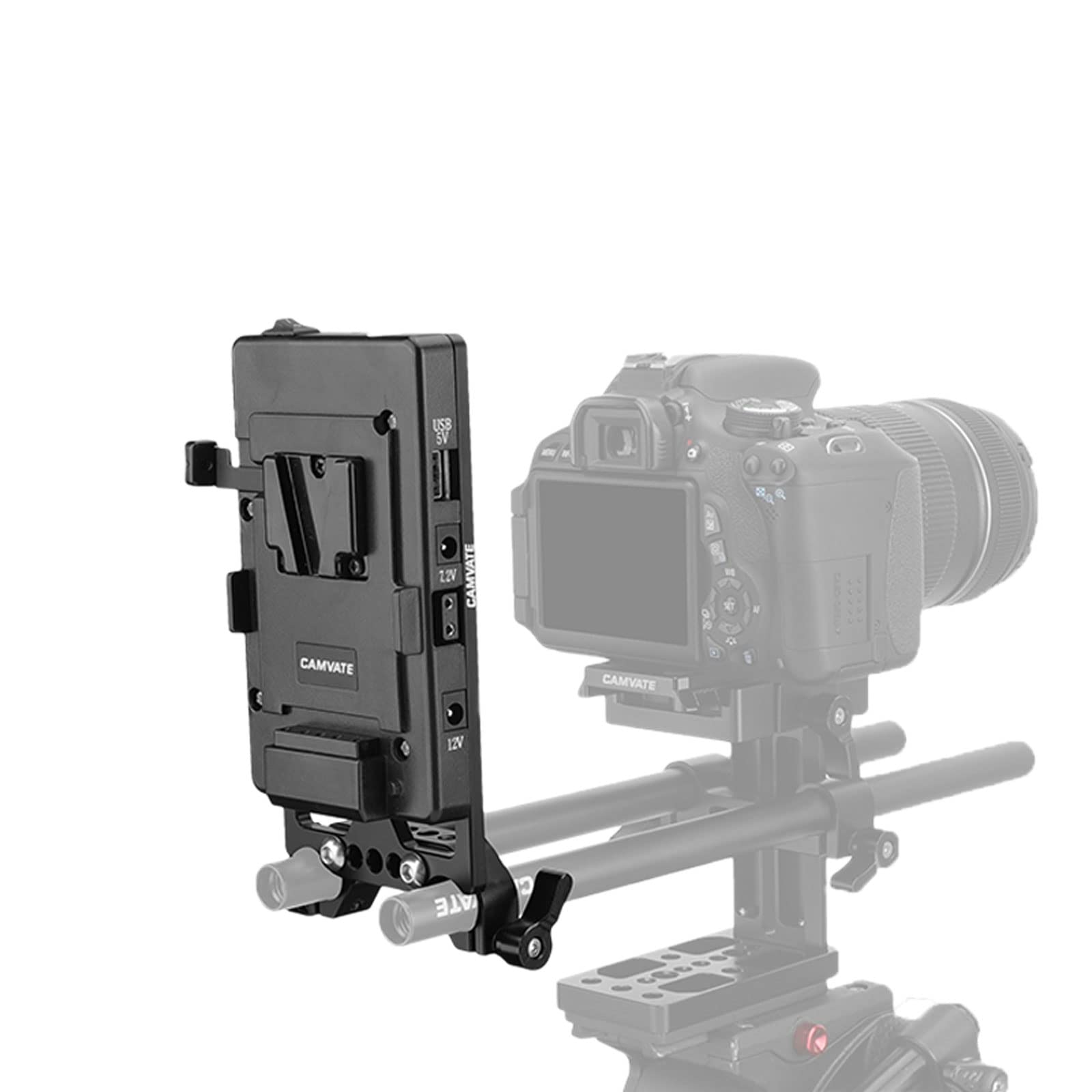 Camvate V Lock Mounting Plate Power Supply Splitter With 15Mm Rod Clamp - 1524