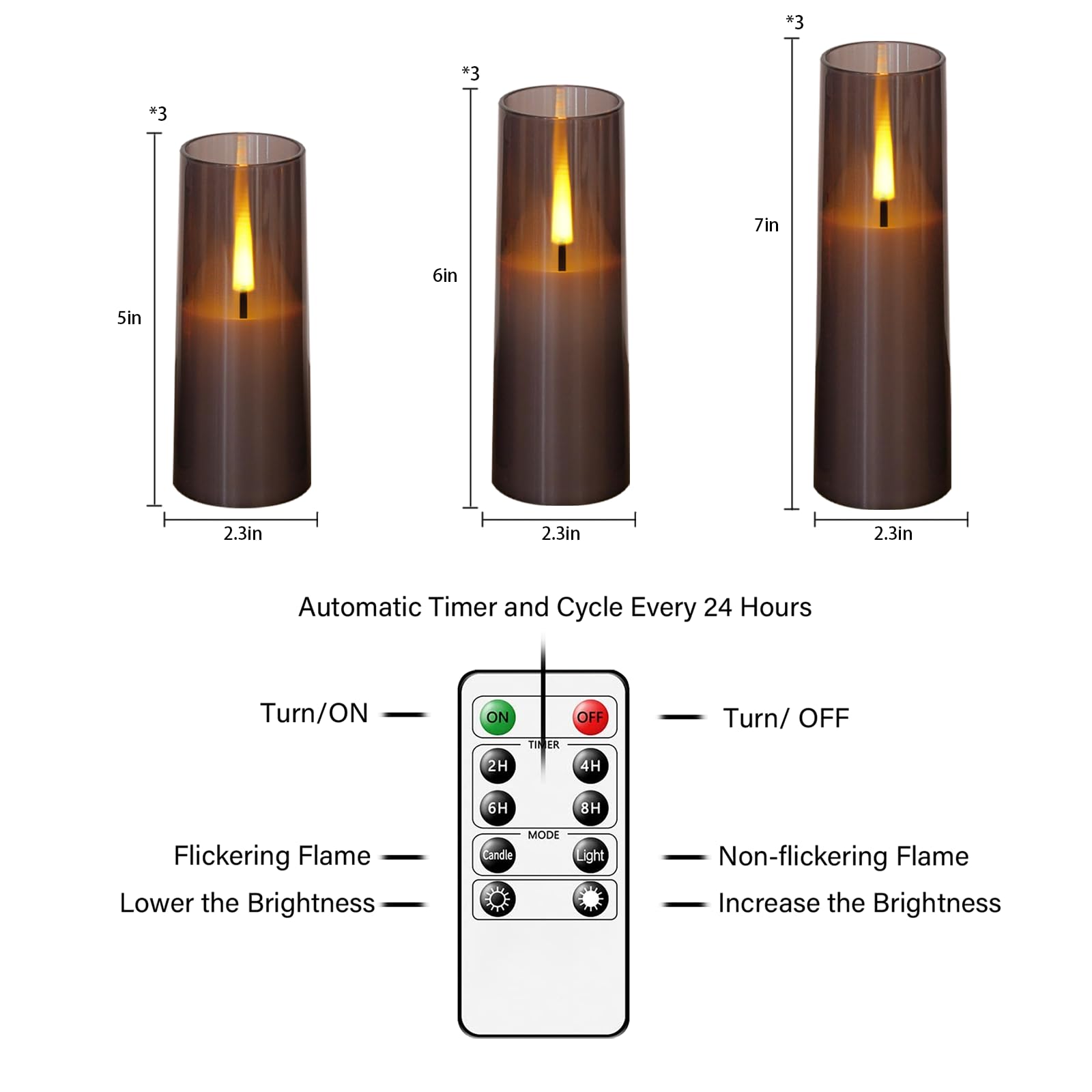 Sasigeiaa Flickering Flameless Candles,Battery Operated, Flameless Candles With Remote, 2/4/6/8 Hour Timer, Realistic Jumping Fl