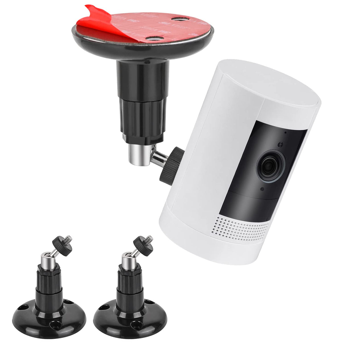 2Pack Adhesive Wall Mount For Ring Stick Up Cam & Ring Indoor Cam(1St Gen), 360 Degree Adjustable Screwless Bracket For Your Ring Surveillance Camera, 2 Ways Installation Without Drilling (Black)