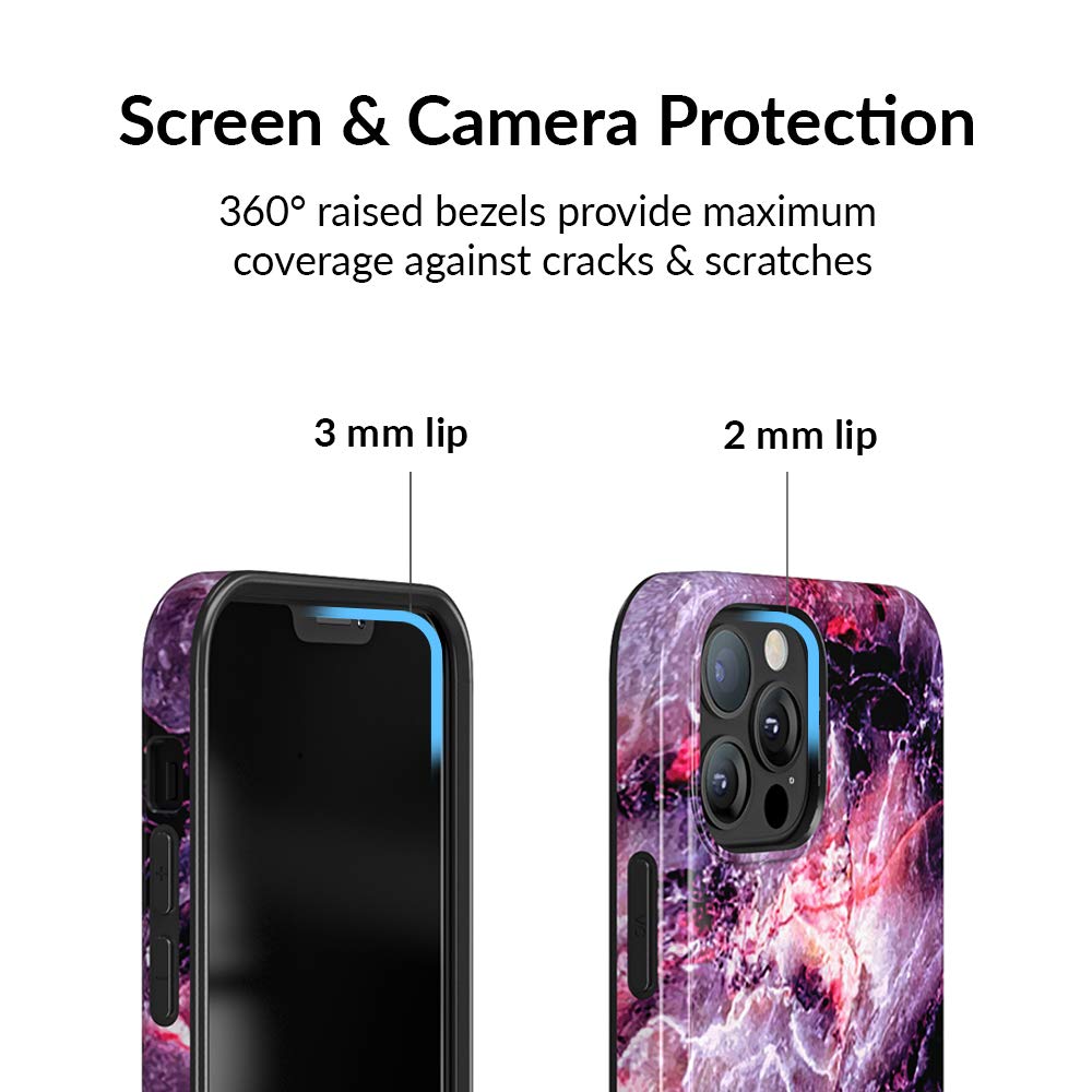 Velvet Caviar iPhone 12/12 Pro Phone Case 8ft Drop Tested Microfiber Lining Polycarbonate Purple Stone