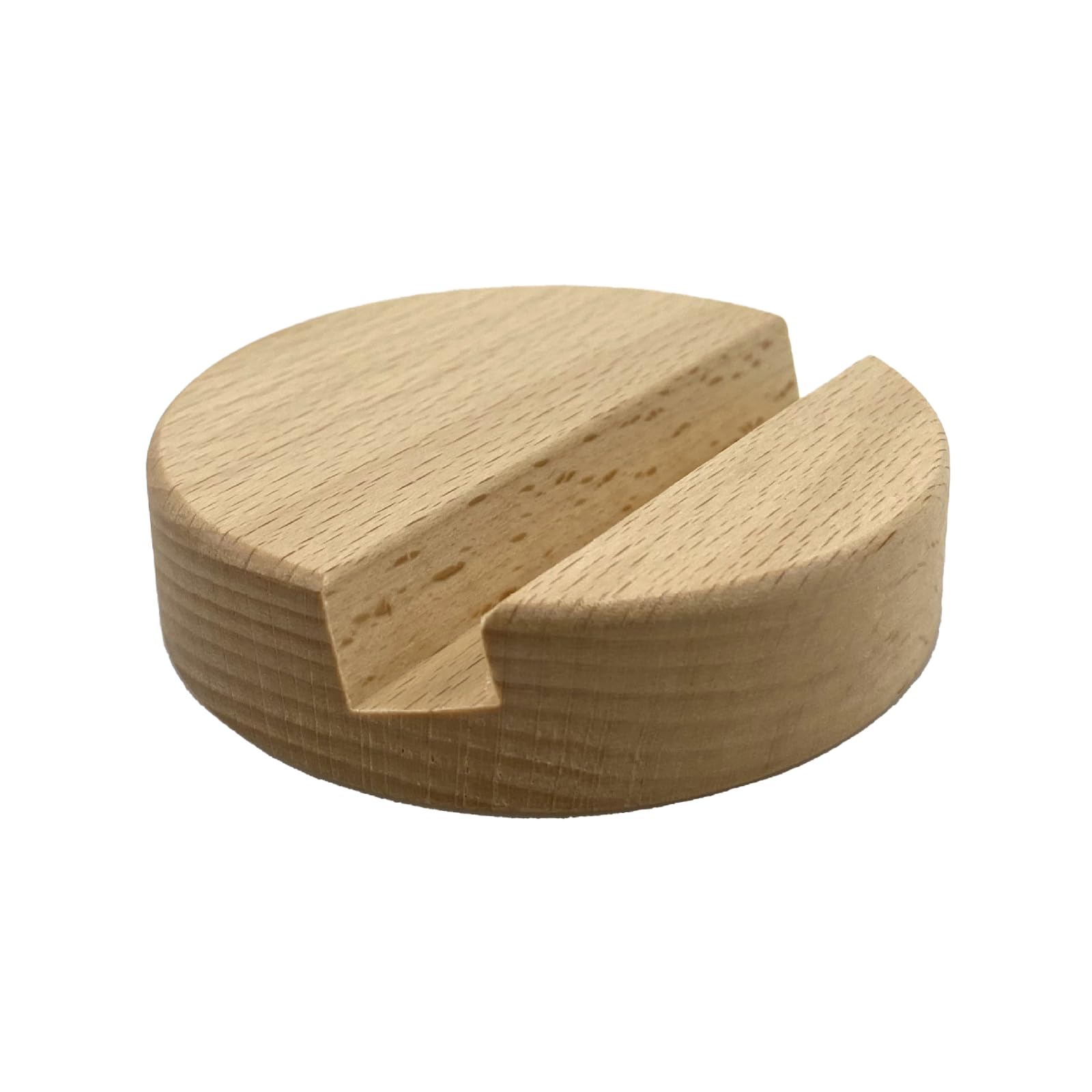 LUCENTIS Wood Phone Stand, 2 x 8 x 8 cm, Wooden Phone Holder (Beech Wood, Round Shape, Single Slot)