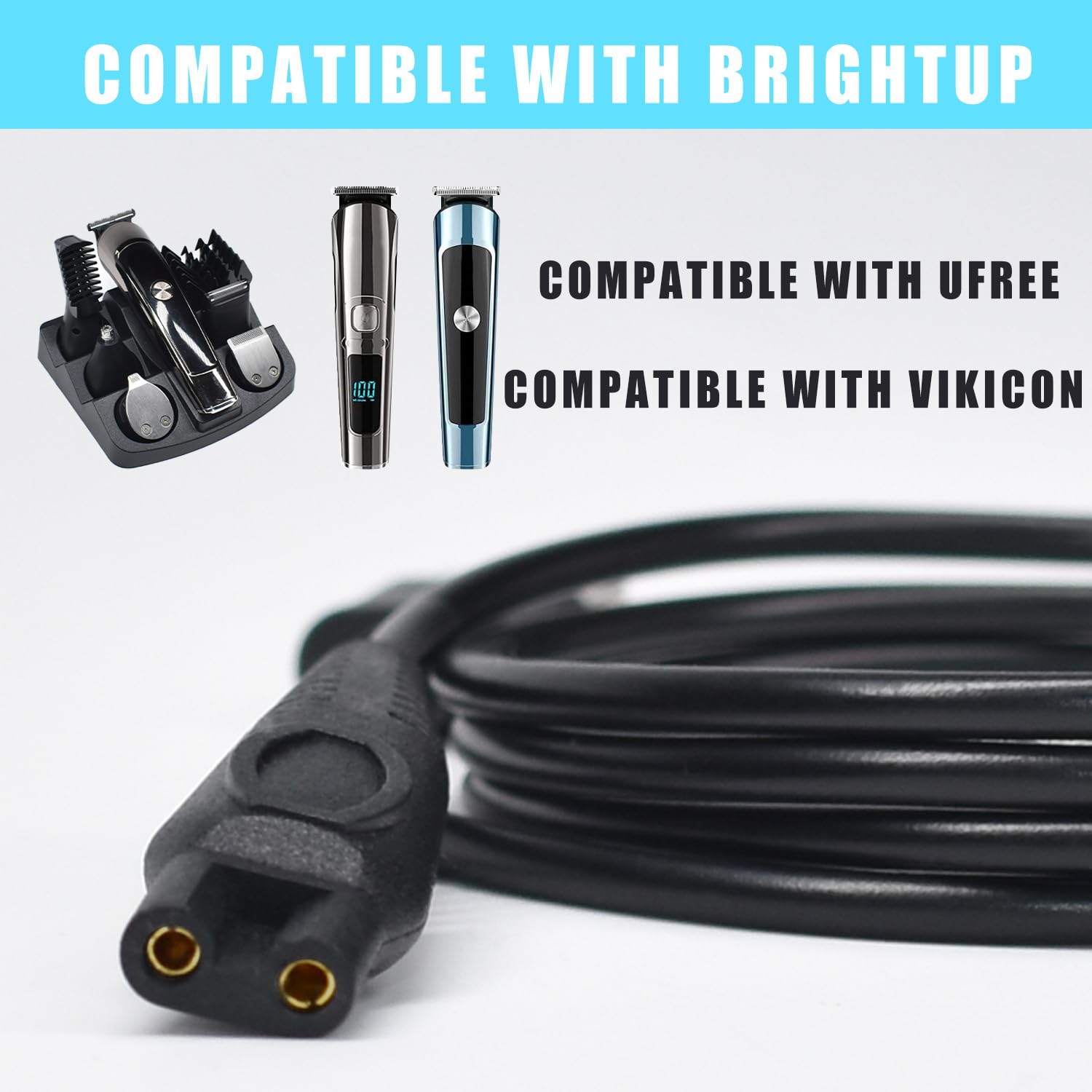Pinkind Charger Cord Compatible With Brightup/Ufree/Vikicon Beard Trimmer All In One Multifunctional Grooming Kit Hair Clippers