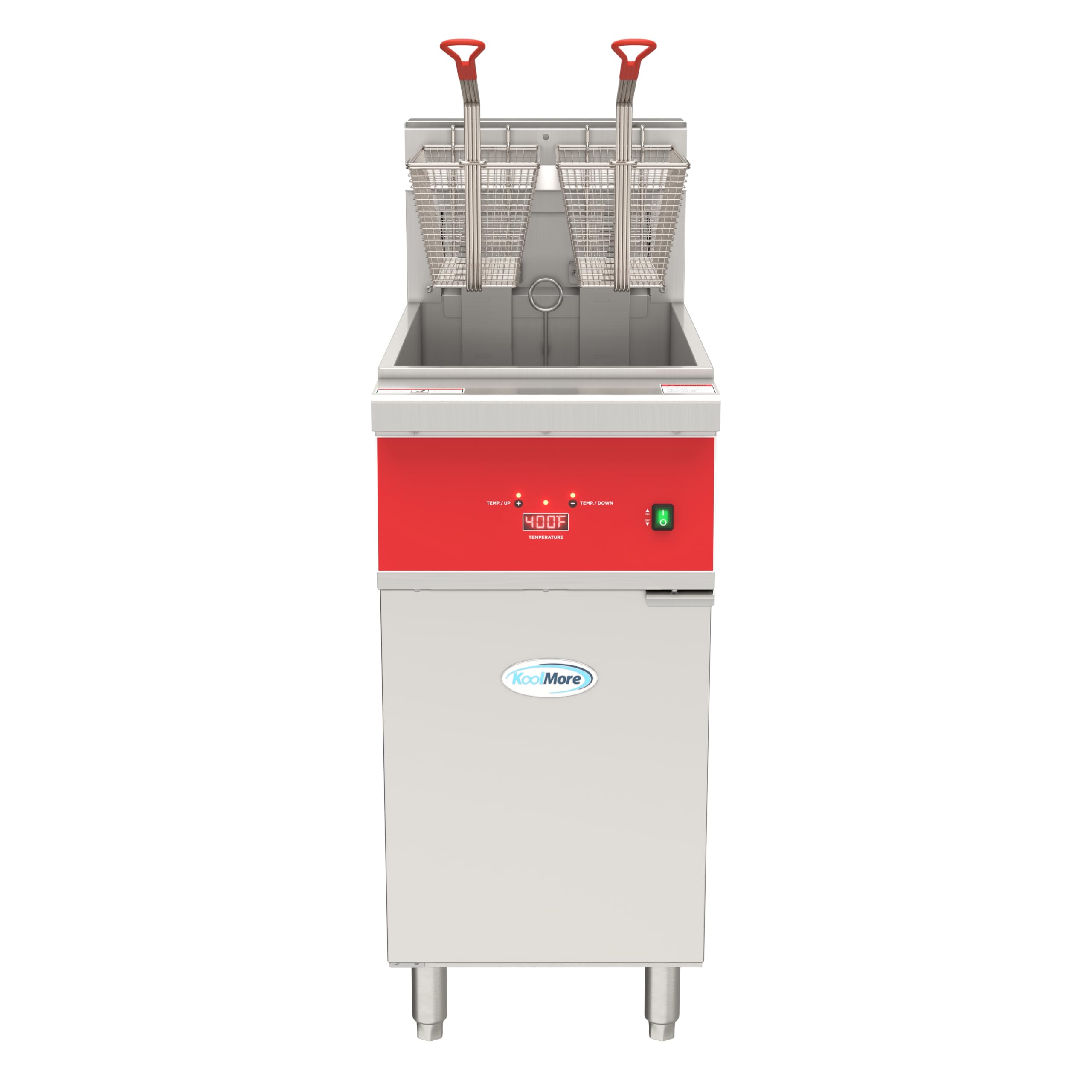 KoolMore 40 lb. Commercial Electric Freestanding Deep Fryer, 240V 3-Phase, Heavy Duty Restaurant Grade with Large Capacity Dual
