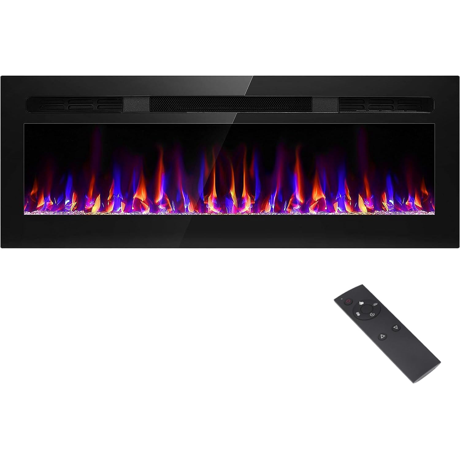 50 Inch Electric Fireplace Recessed And Wall Mounted, Fireplace Heater And Linear Fireplace, Ultra Thin Electric Fireplace, Low