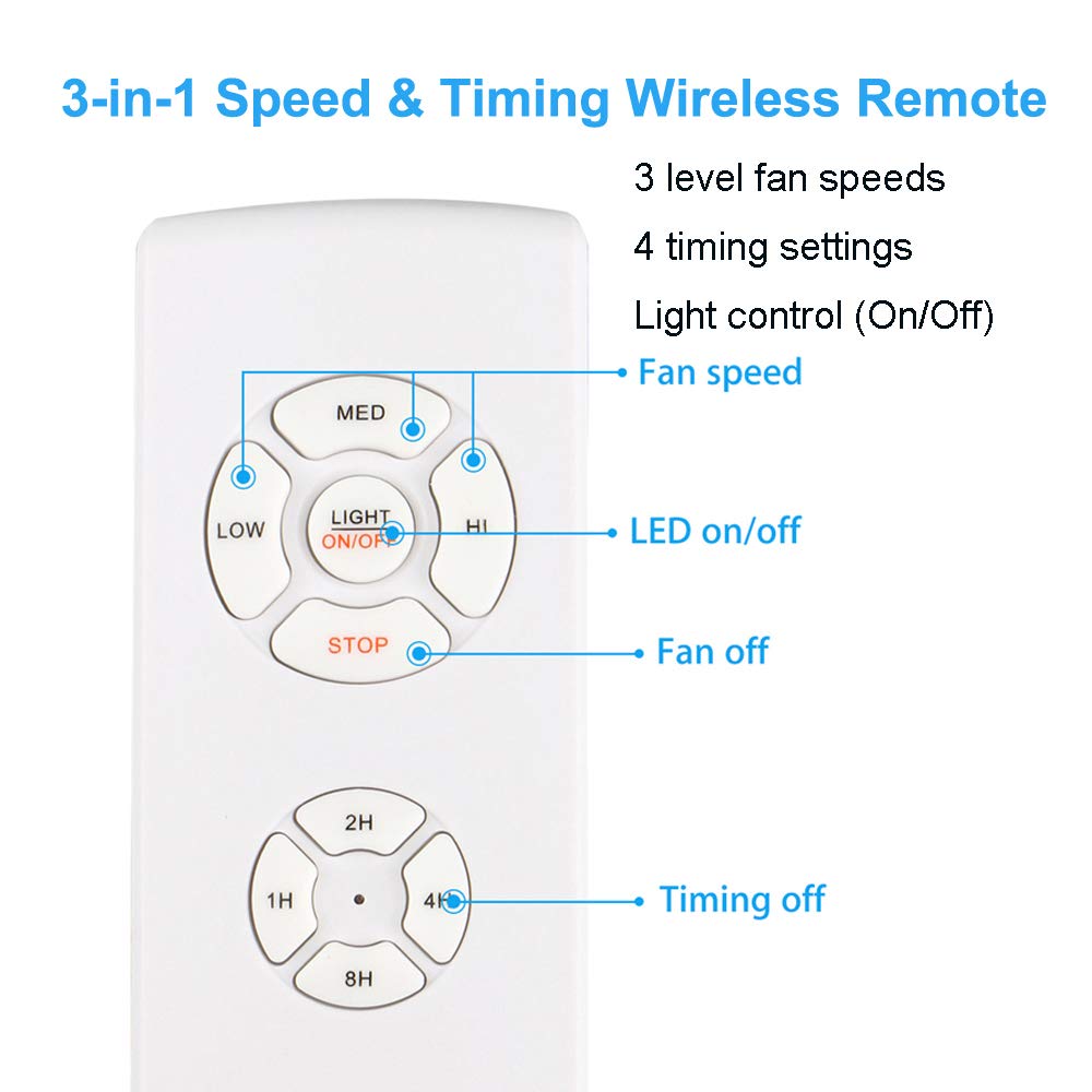 Universal Ceiling Fan Remote Control Kit, 3 In 1 Ceiling Fan Light Timing & Speed Remote, For Hunter/Harbor Breeze/Westinghouse/