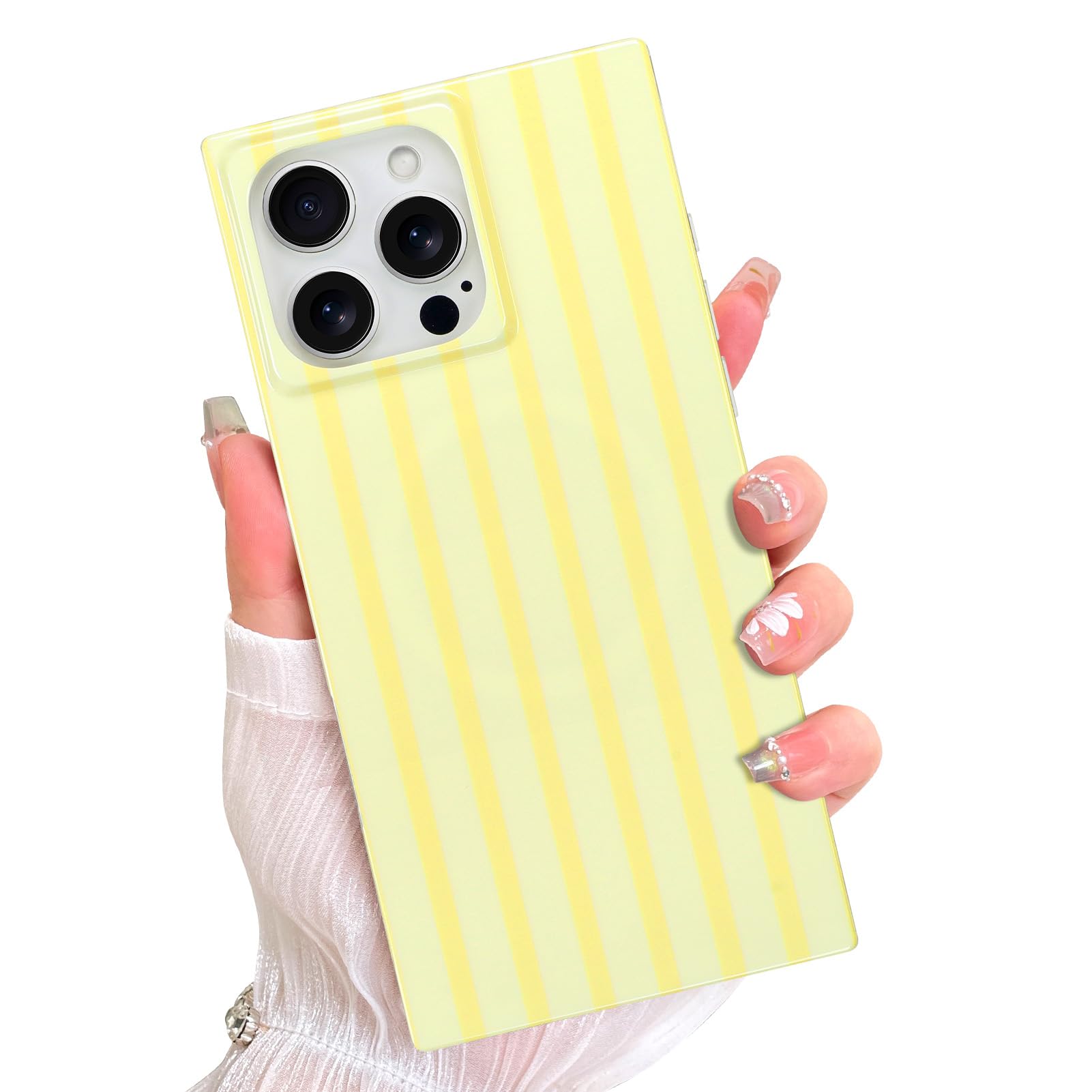 AIGOMARA Magnetic Rectangle for iPhone 16 Pro Case, Compatible with Magsafe, Cute Vertical Stripes Design for Women Girls, Styli