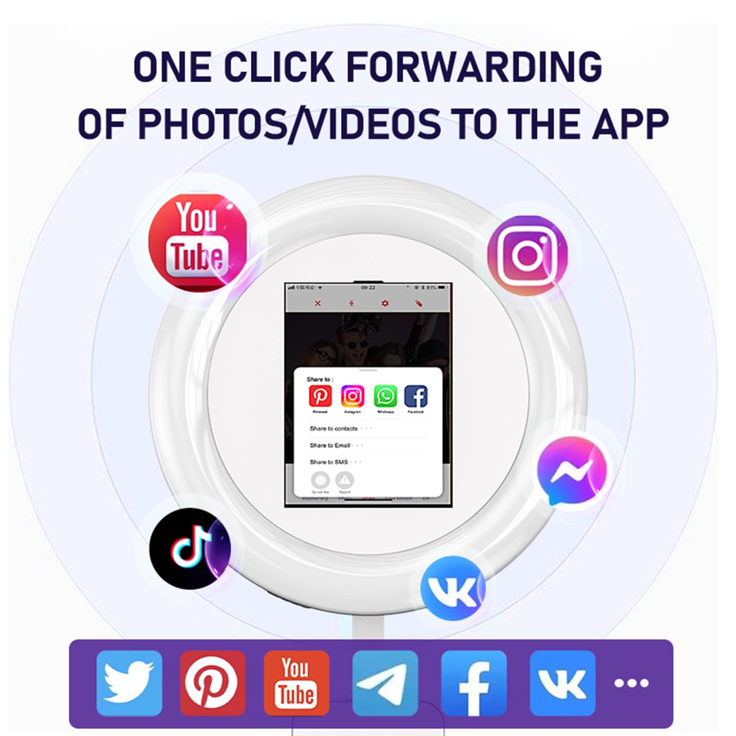 Mwe Portable Photo Booth Stand Compatible With Any Ipad With Software App And Remote Control, Rgb Ring Lights Music Sync, Flight