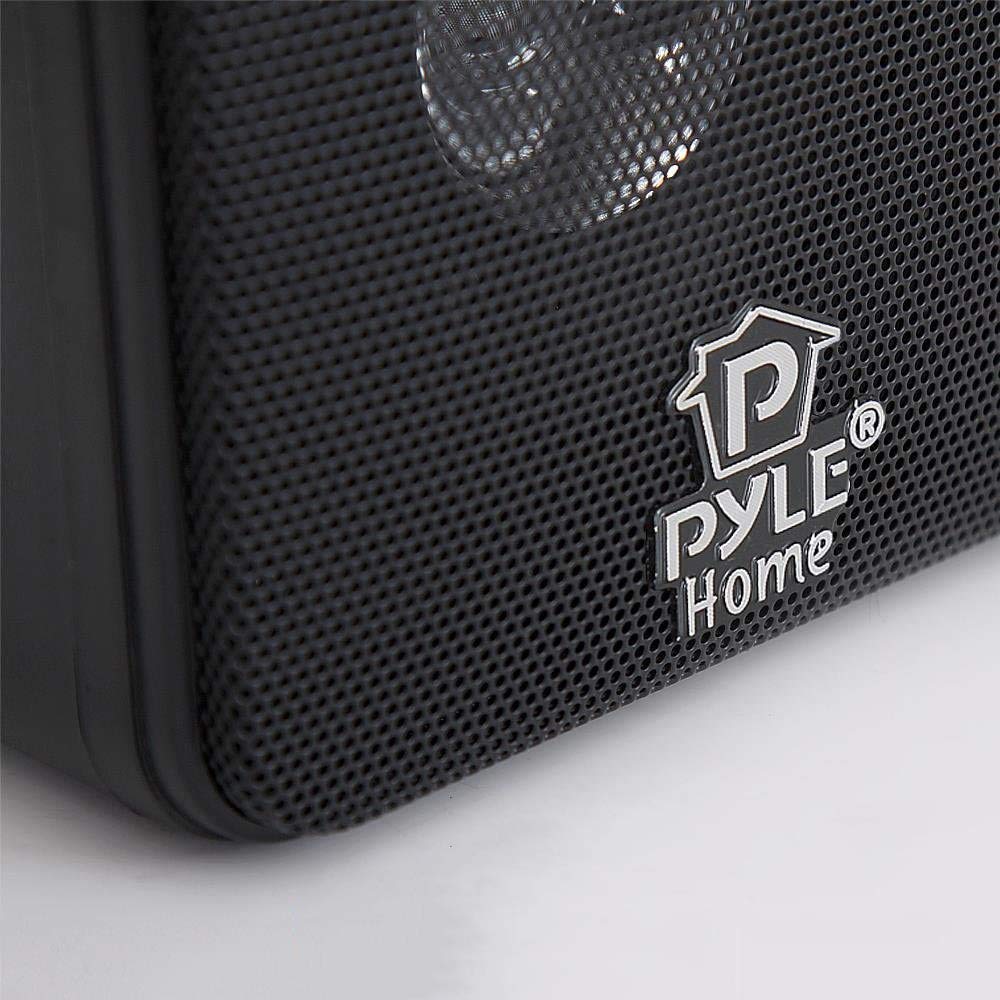 Pyle Home 4    Mini Cube Bookshelf Speakers Paper Cone Driver, 200 Watt Power, 8 Ohm Impedance, Video Shielding, Home Theater Ap
