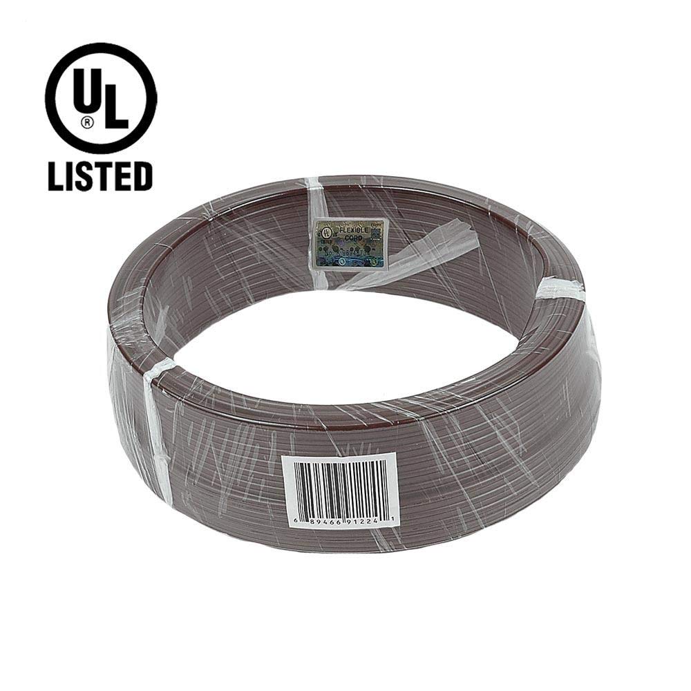 Novelty Lights 100 Foot Zip Cord Wire, Brown, 18 Gauge, Spt 1