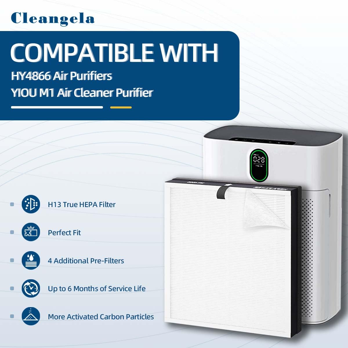 Cleangela Hy4866 Air Purifier Replacement Filter 4 Set: Compatible With Morento Hy4866, Westhey Hy4866 And Yiou M1 Air Cleaner P