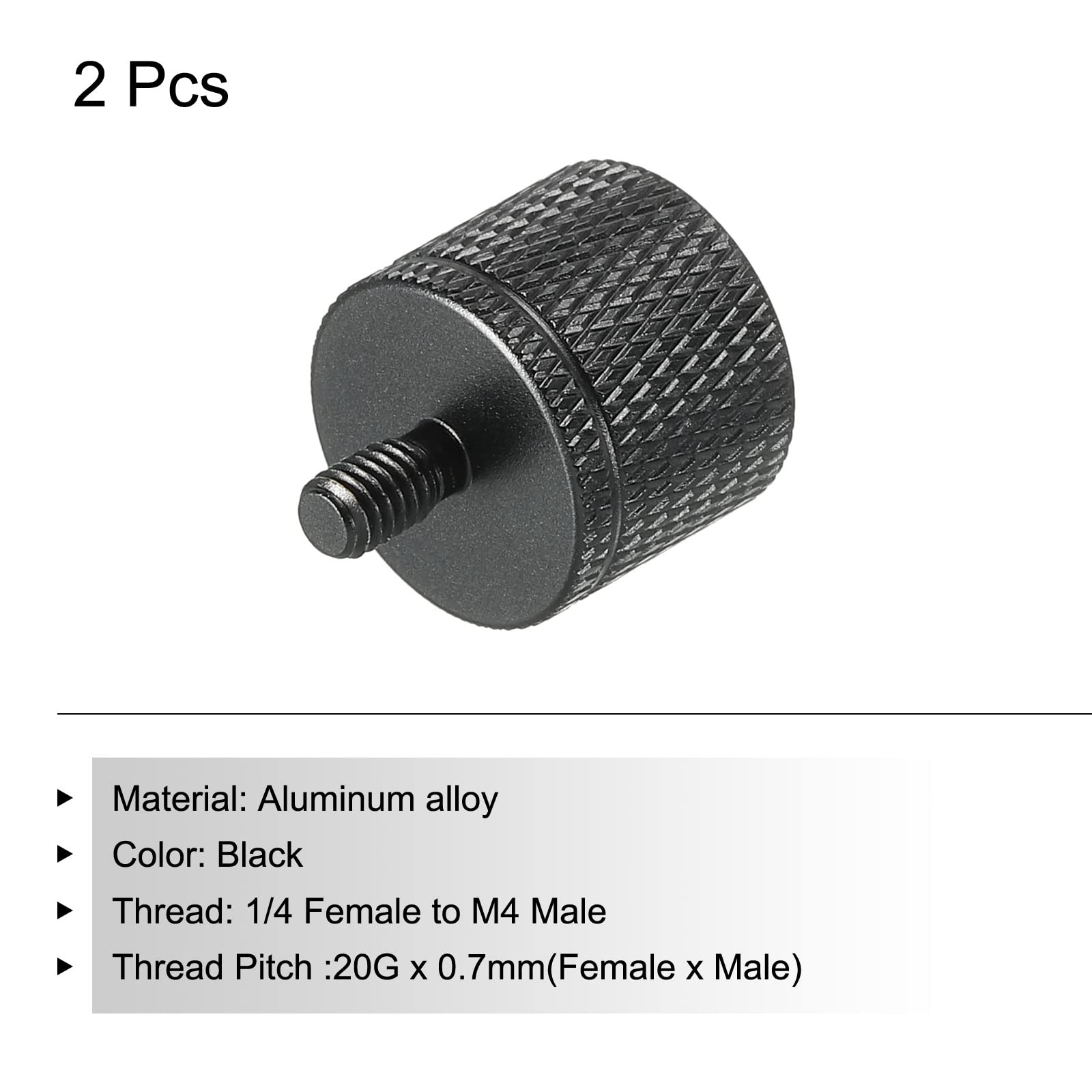 Meccanixity Mic Stand Adapter 1/4 Female X M4 Male Camera Screw Thread Adapter For Microphone Tripod Stand Black 2 Pack