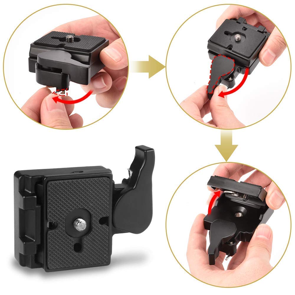 Utebit 323 Rc2 Quick Release Plate, Metal Rapid Adapter With 1/4' And 3/8' Camera Screw Tripod Mount Plate Fit Only For Manfrotto Tripod