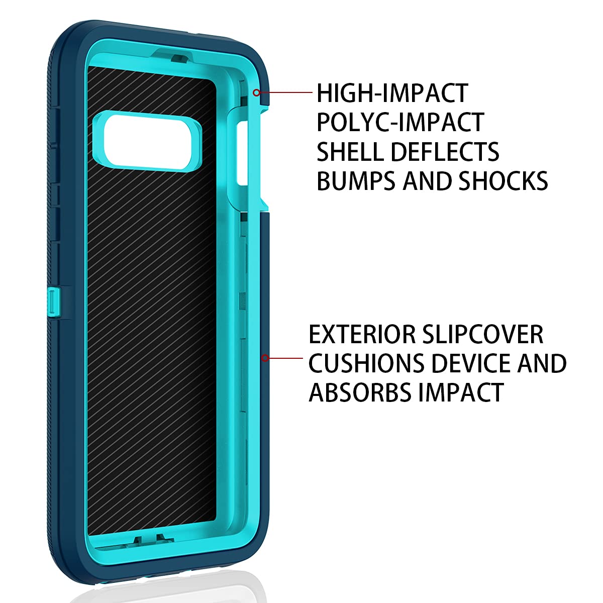 I-HONVA Samsung Galaxy S10E Shockproof Phone Case 3-Layer Full Body Rugged Polycarbonate Turquoise