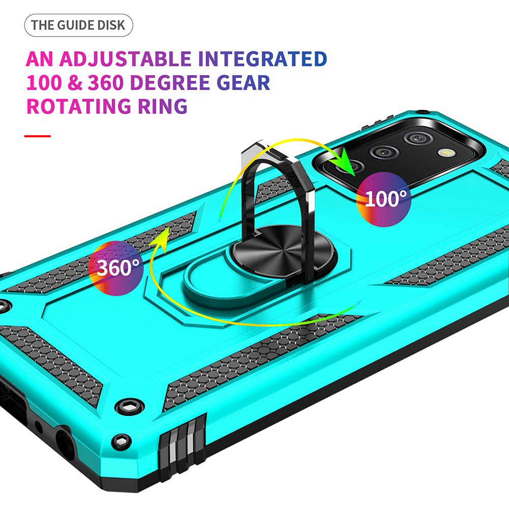 Androgate For Samsung A02S Case, Galaxy A02S Case With Hd Screen Protector, Military Grade Ring Kickstand Holder Car Mount 15Ft