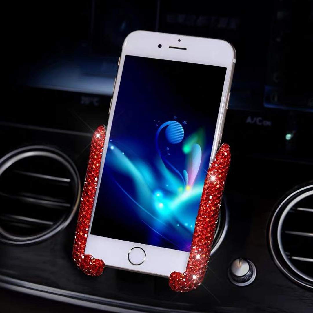 Suncaraccl Bling Car Phone Holder, Red, Portable Electronic Device Mount, Compatible With All Smartphones