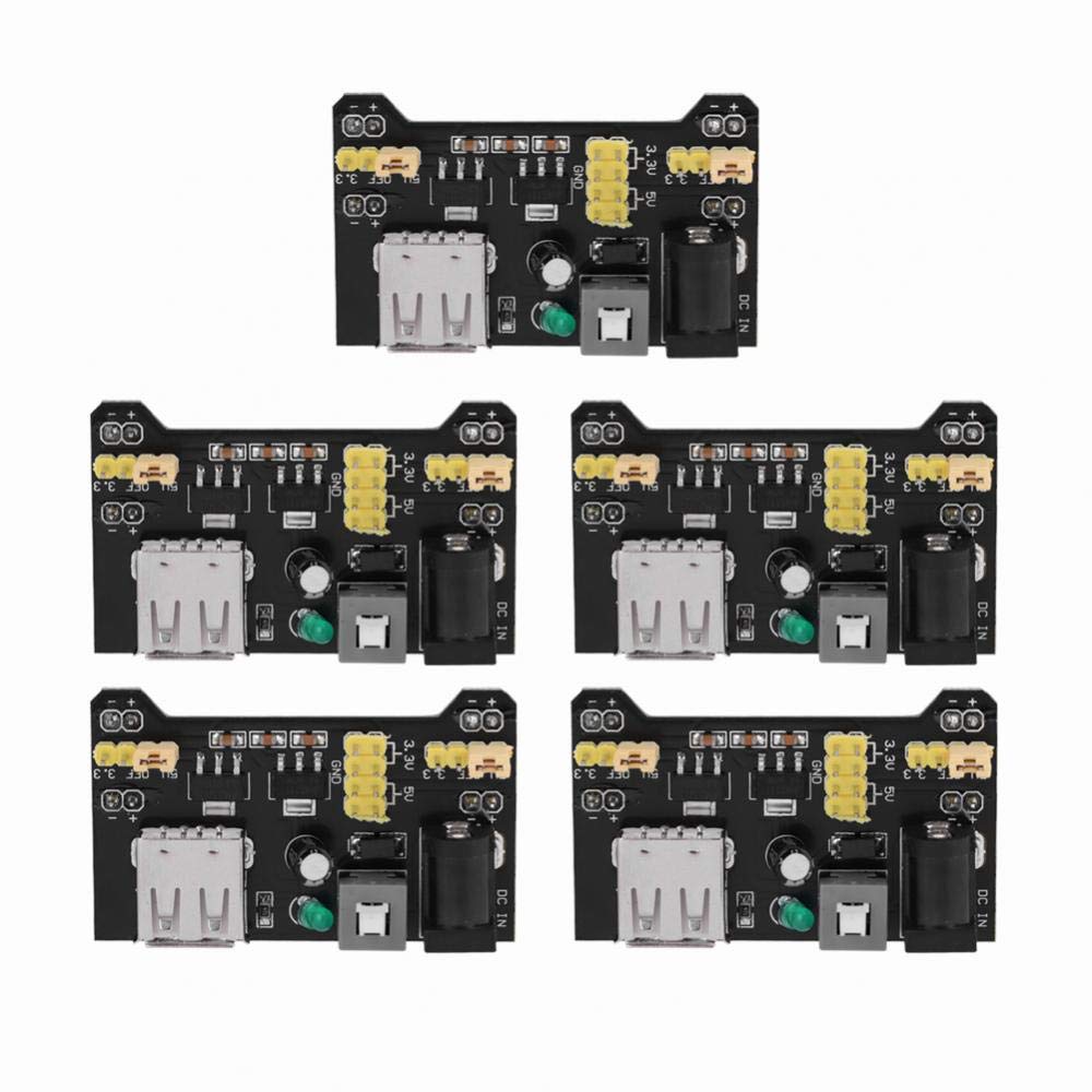 Oumefar Power Supply Module5Pcs 5V/3.3V Power Supply Board Module Two Channels Power Supply Breadboard Module Prototype For Brea