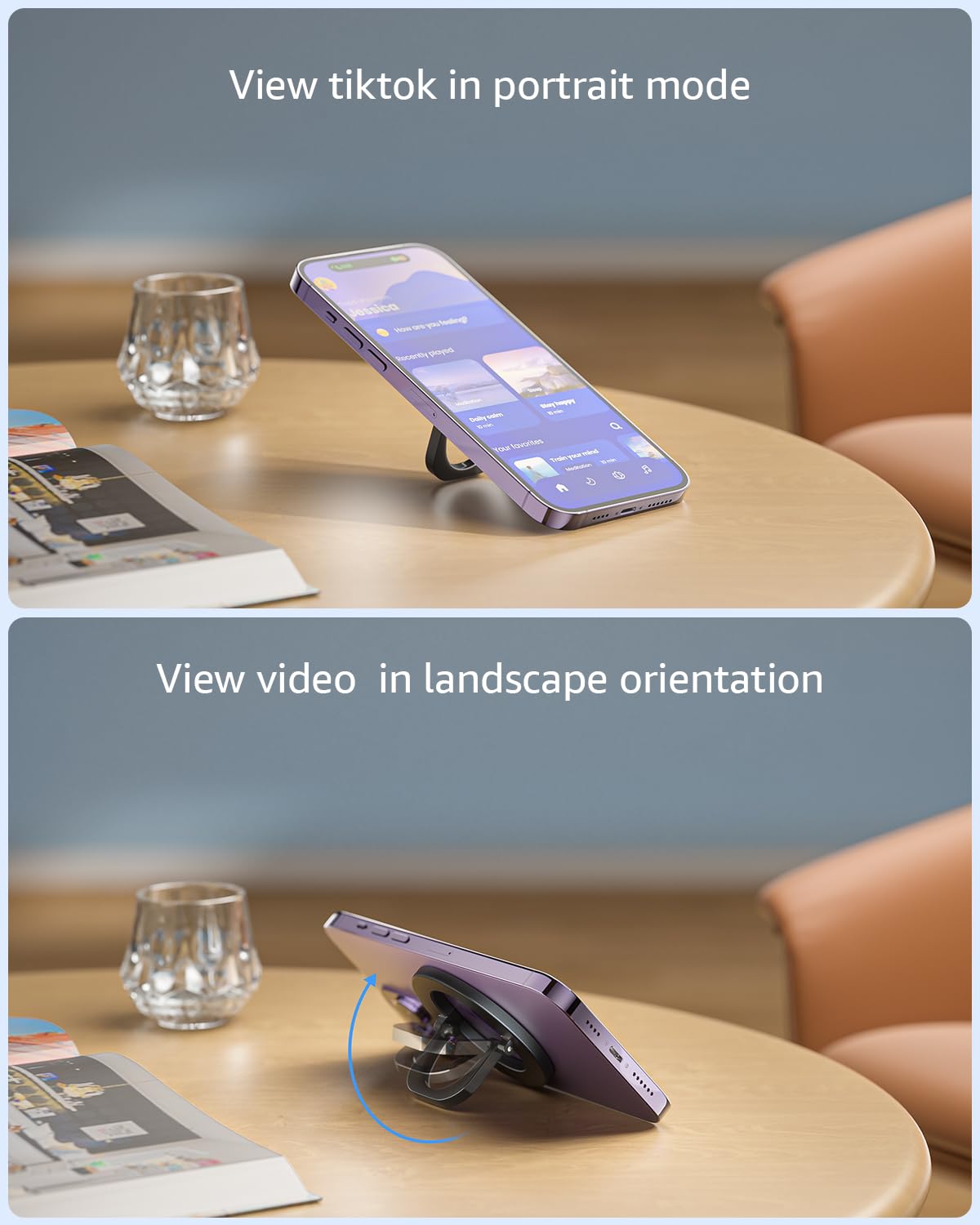 Superone For Magsafe Phone Grip, Adjustable Magnetic Phone Ring Holder Removable Finger Phone Ring Kickstand Compatible With Mag