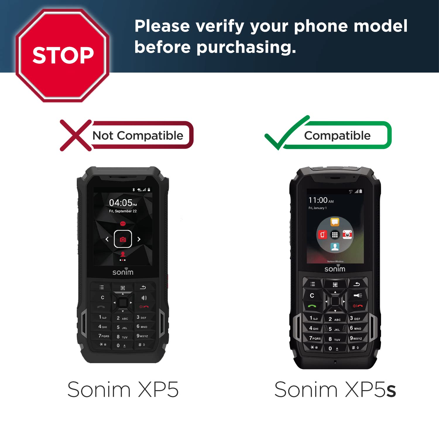 Encased Heavy Duty Holster For Sonim Xp5S Belt Clip (Clipmate Series)